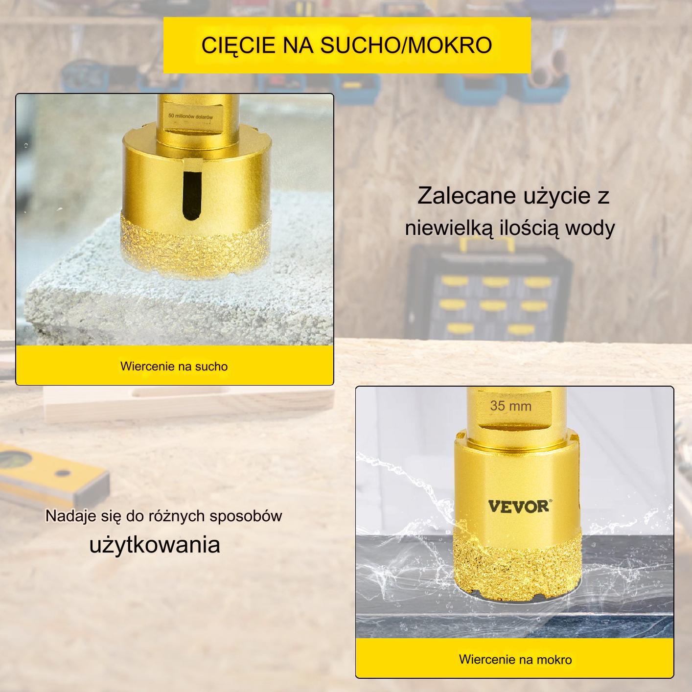 Wiertła diamentowe 6szt 20-68mm do płytek i marmuru – komplet do wiercenia - obrazek 3