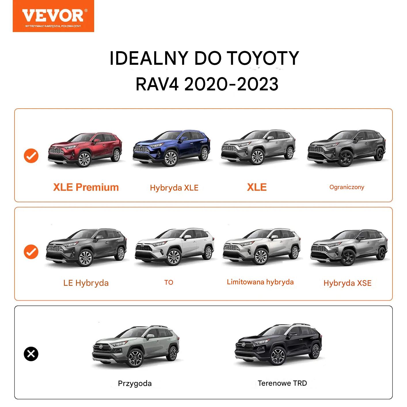Uchwyty relingi dachowe Rav4 2019-23 aluminiowe z zamkiem 118 kg bagaż - obrazek 2