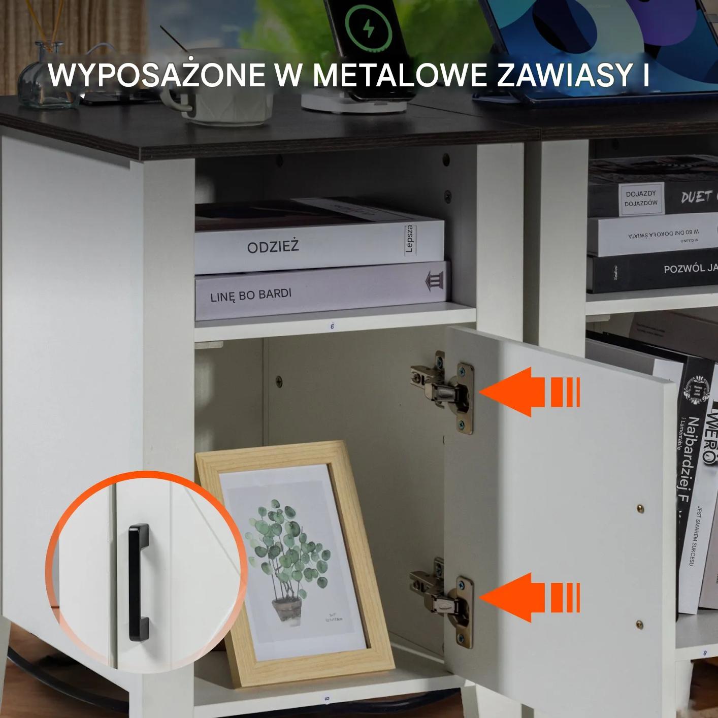 Stoliki nocne 2szt z USB i LED 3-poziomowe białe do salonu i sypialni - obrazek 7