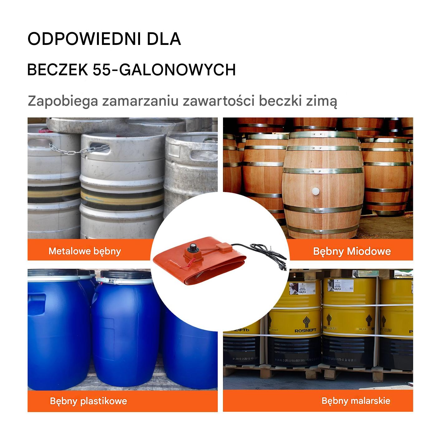 Ogrzewacz do beczki 208 l 1200W 30–150°C pas grzewczy szer. 25 cm - obrazek 6