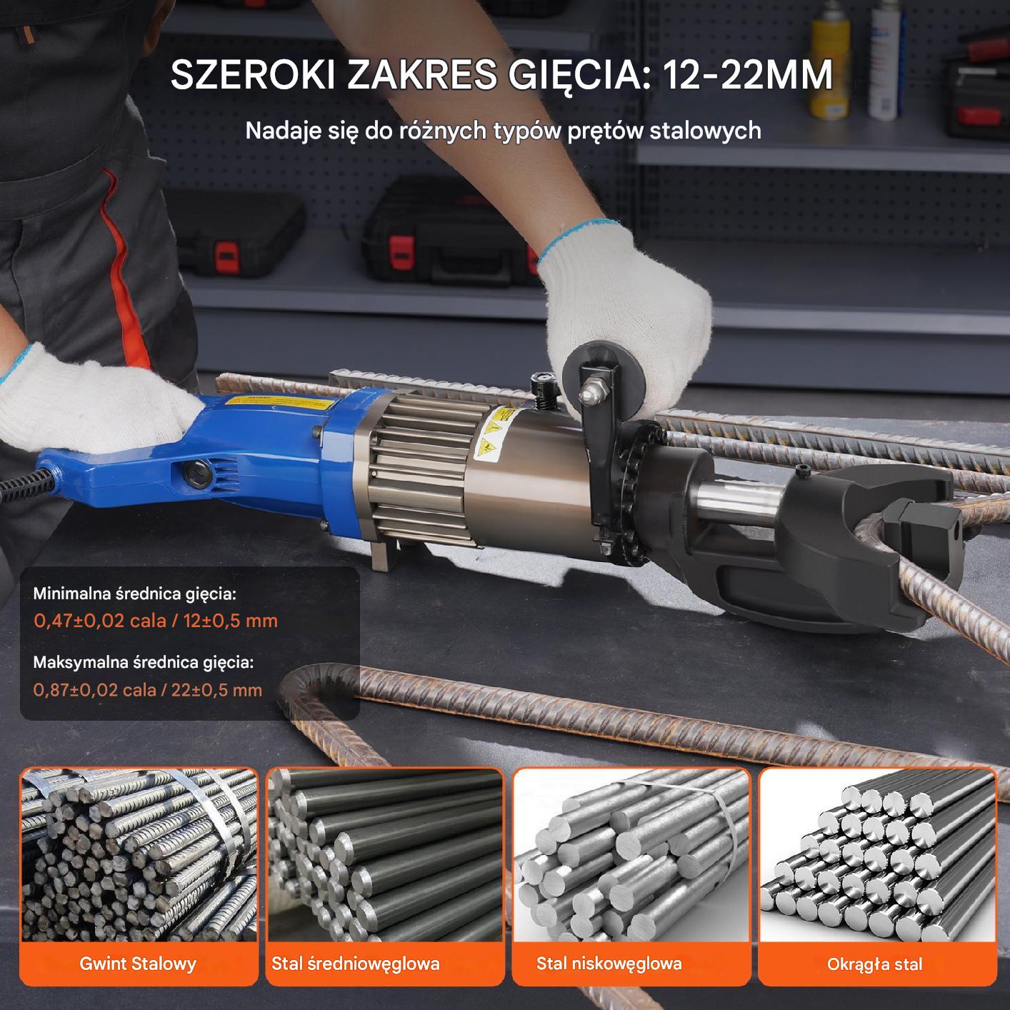 Elektryczna hydrauliczna giętarka do rur 1500W 12-22 mm - obrazek 3