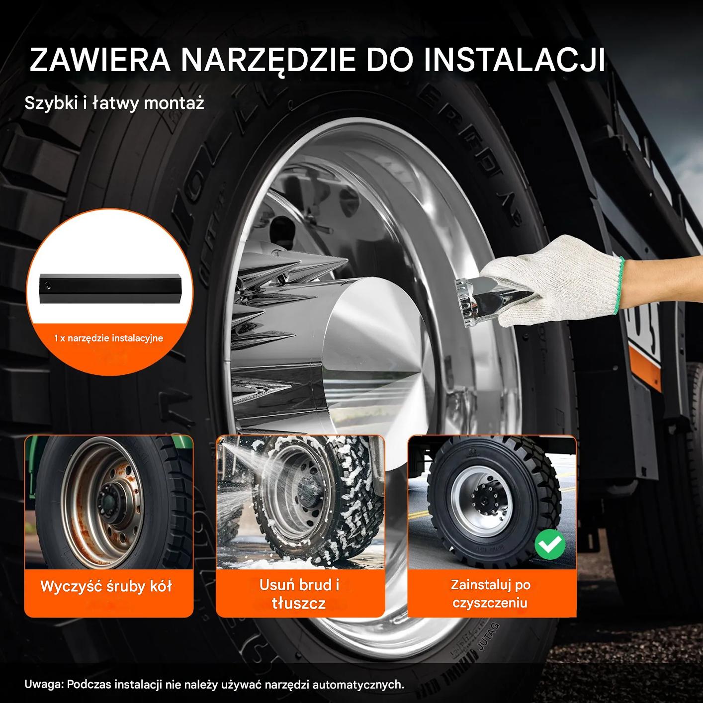Osłony kół tylnej osi z kolcami do ciężarówki ABS komplet zestaw - obrazek 5