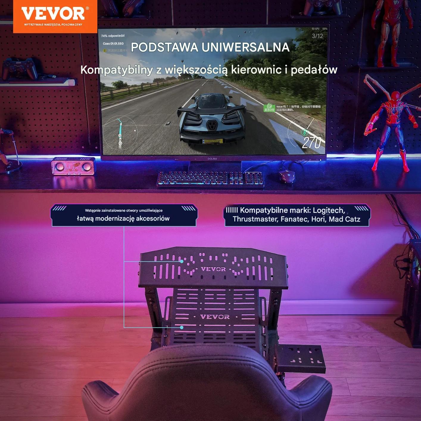 Stojak do kierownicy wyścigowej regulowany stalowy symulator racing - obrazek 7