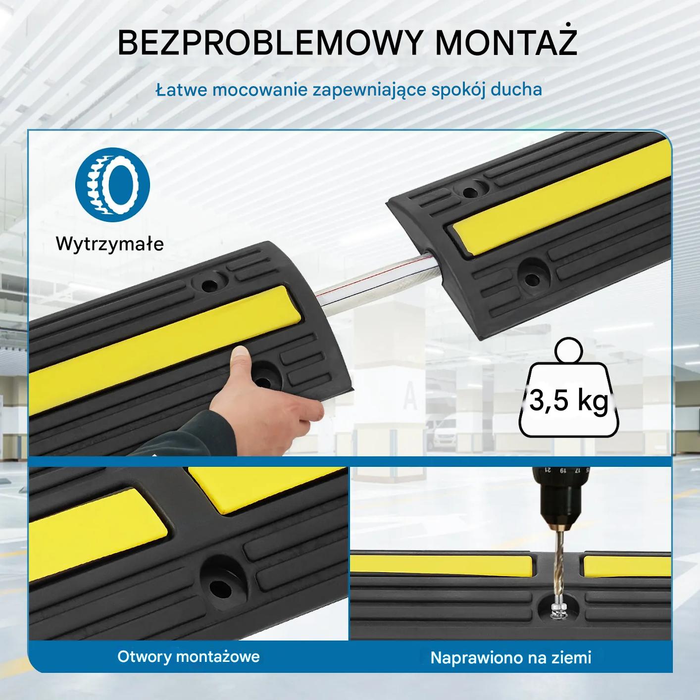Listwa przejazdowa do kabli 100cm 4szt gumowa 8t ochrona przewody garaż - obrazek 5