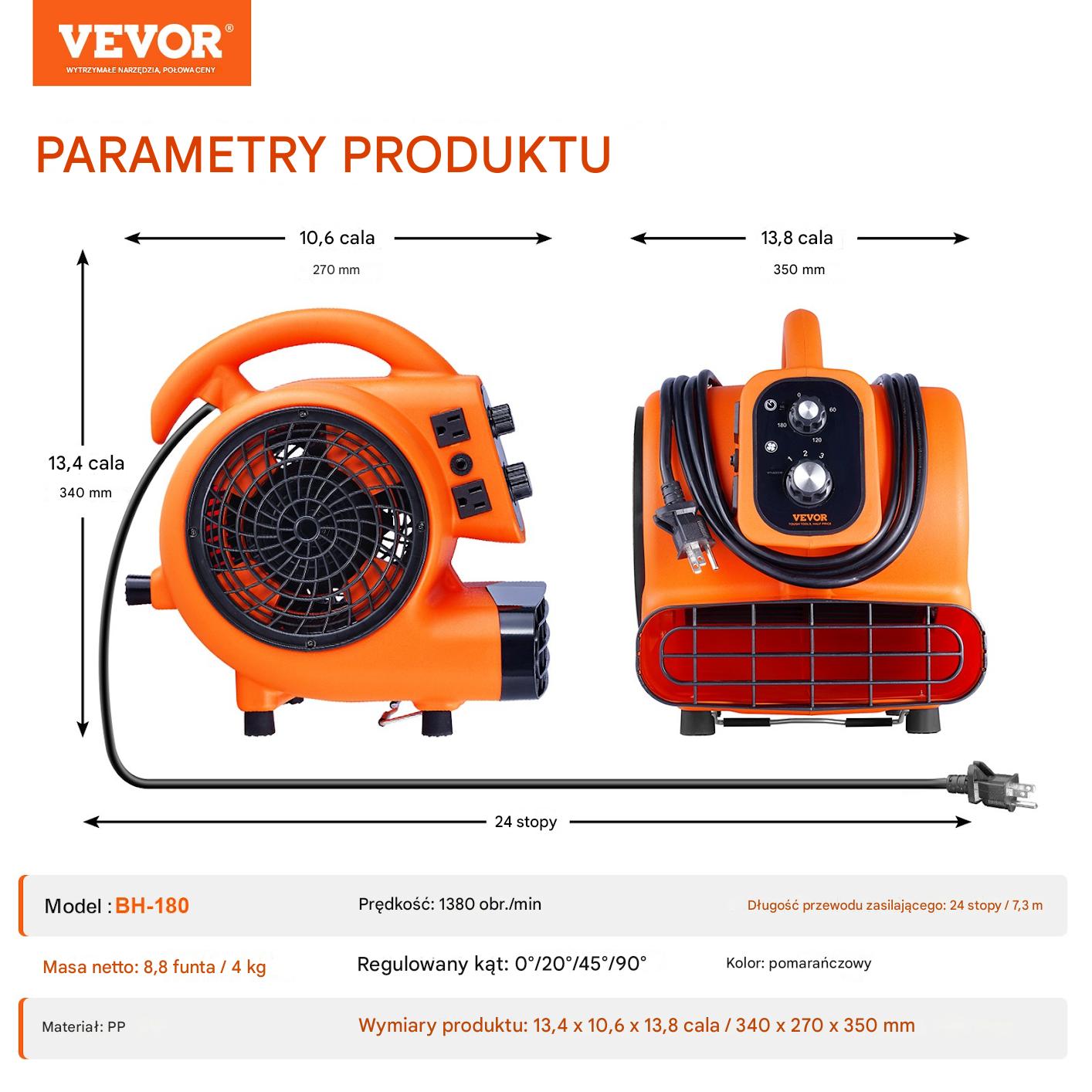 Wentylator podłogowy dmuchawa 1699 m3/h 1360obr – 3 prędkości - obrazek 2
