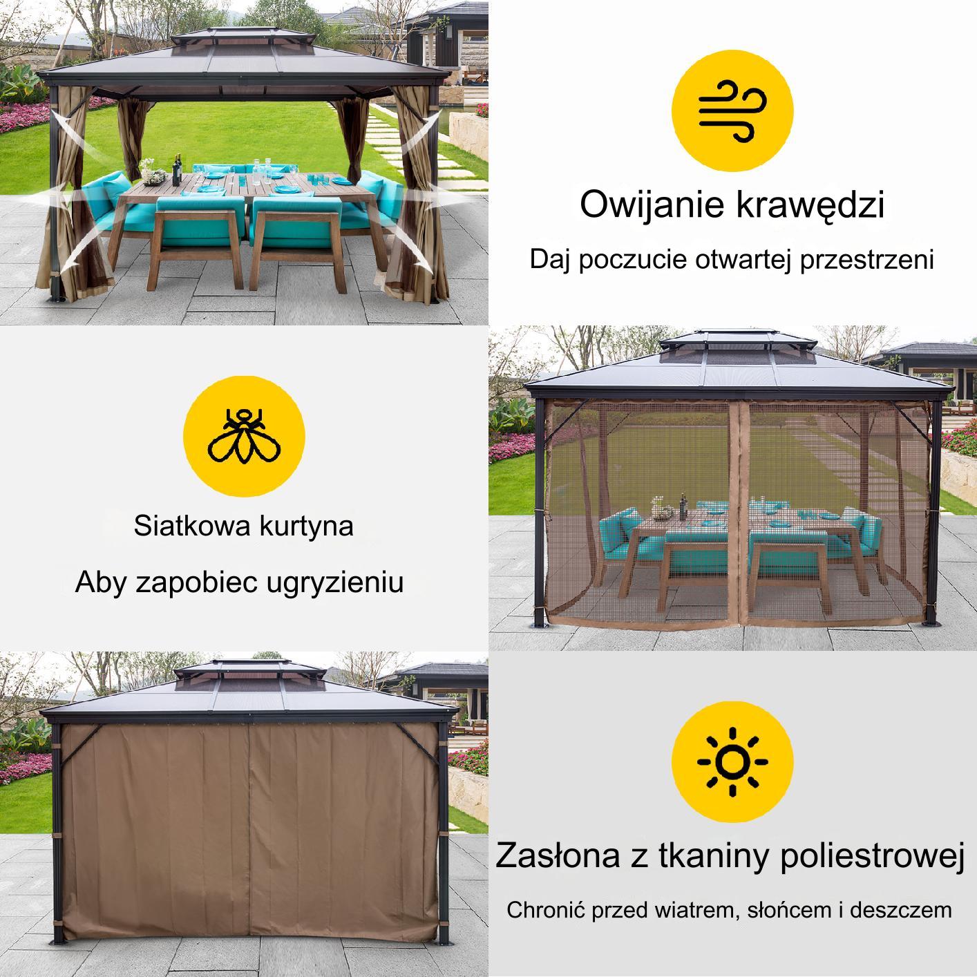 Pawilon ogrodowy twardy dach altana pergola premium 290x290x270cm - obrazek 5