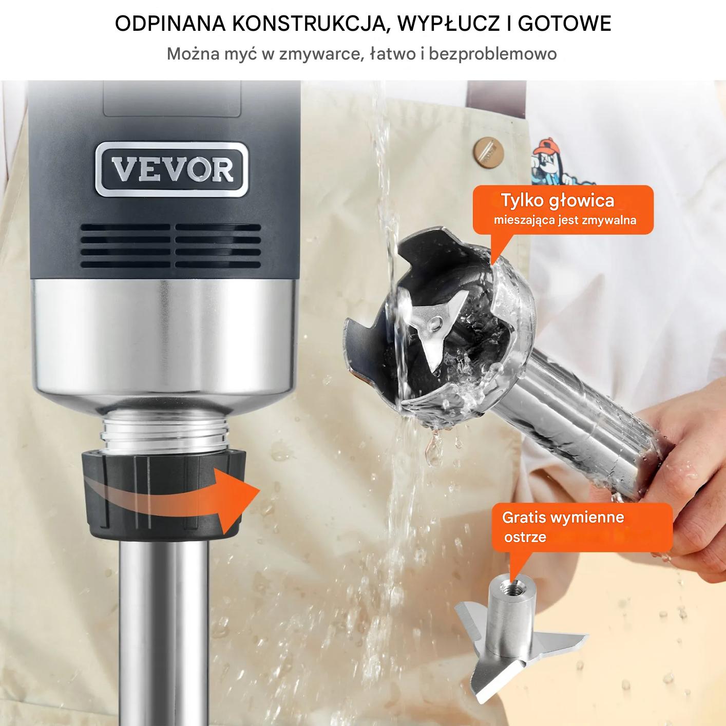Blender ręczny 750W stal nierdzewna regulacja prędkości zupa smoothie - obrazek 7