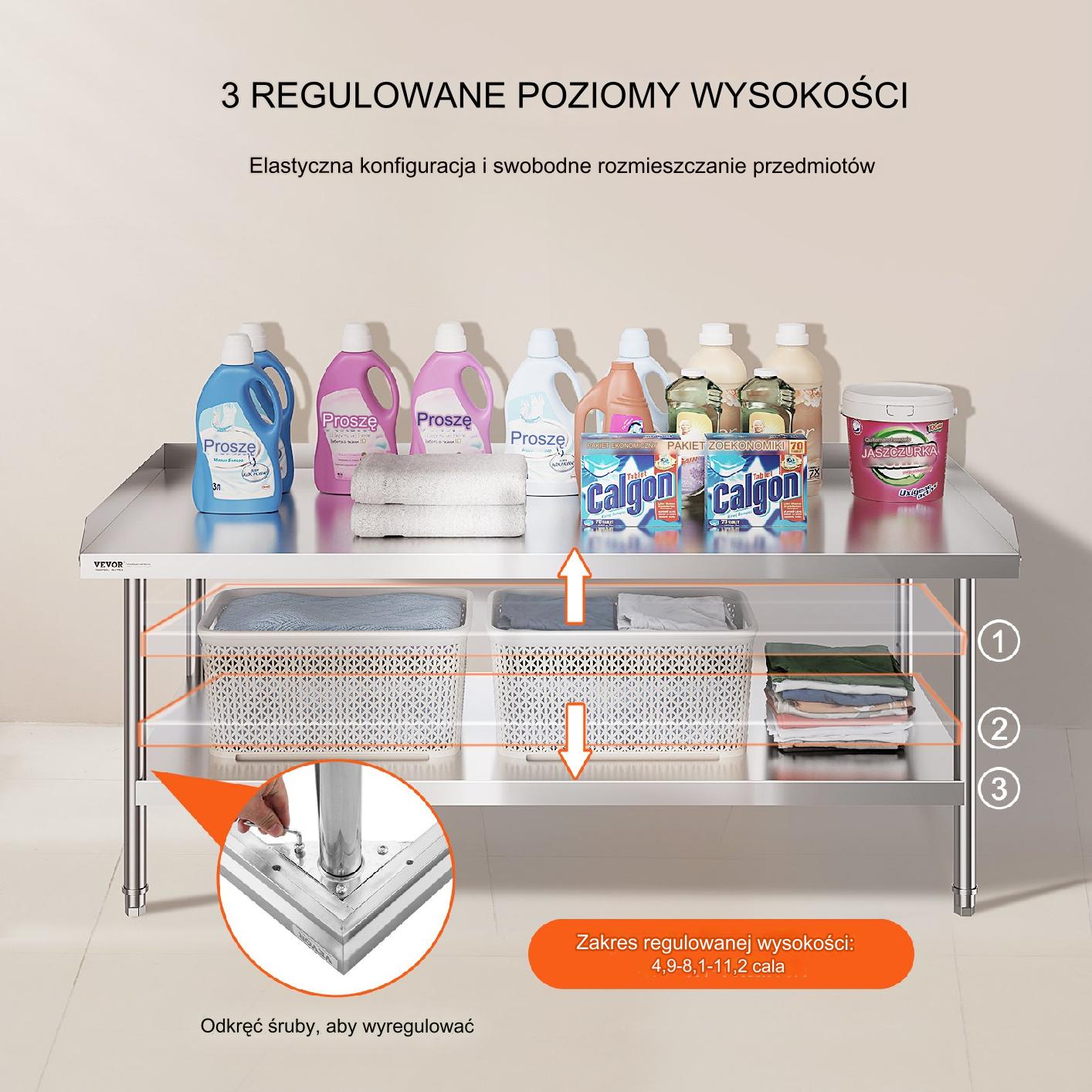 Stół roboczy blat gastronomiczny nierdzewny – 76,2 x 152,4 cm - obrazek 4
