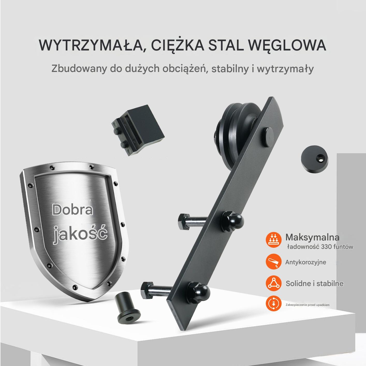 System Przesuwny do Drzwi Barn Door – Cichy System z Wieszakami I 3 m - obrazek 3