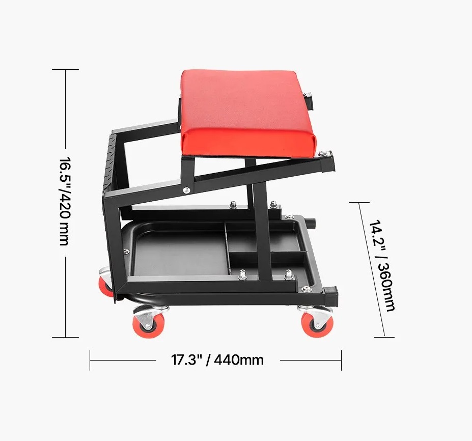 Taboret warsztatowy na kółkach 136 kg obrotowy 360° z półką do garażu - obrazek 2