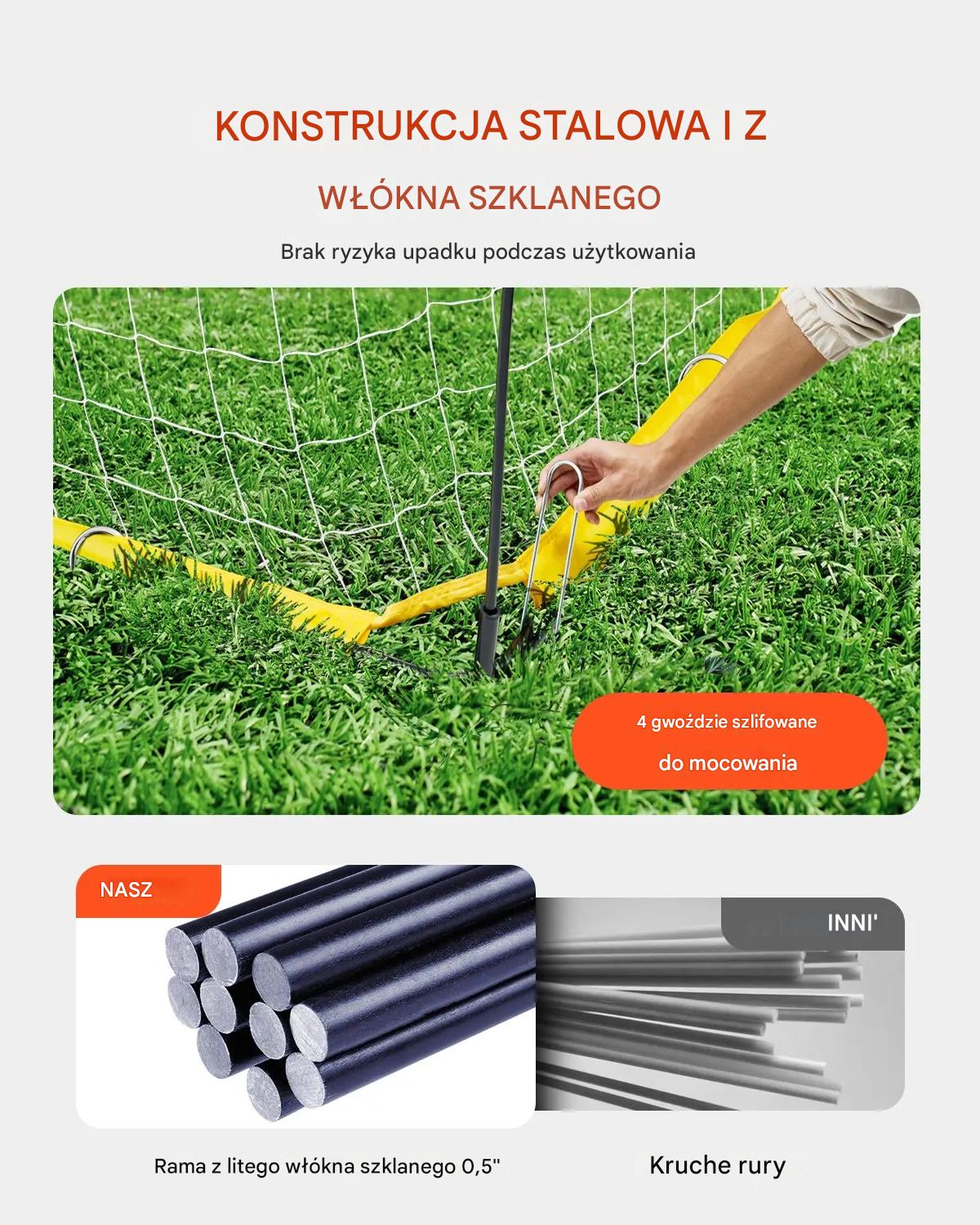 Bramka piłkarska 12x6ft składana z siatką torba trening ogród - obrazek 7