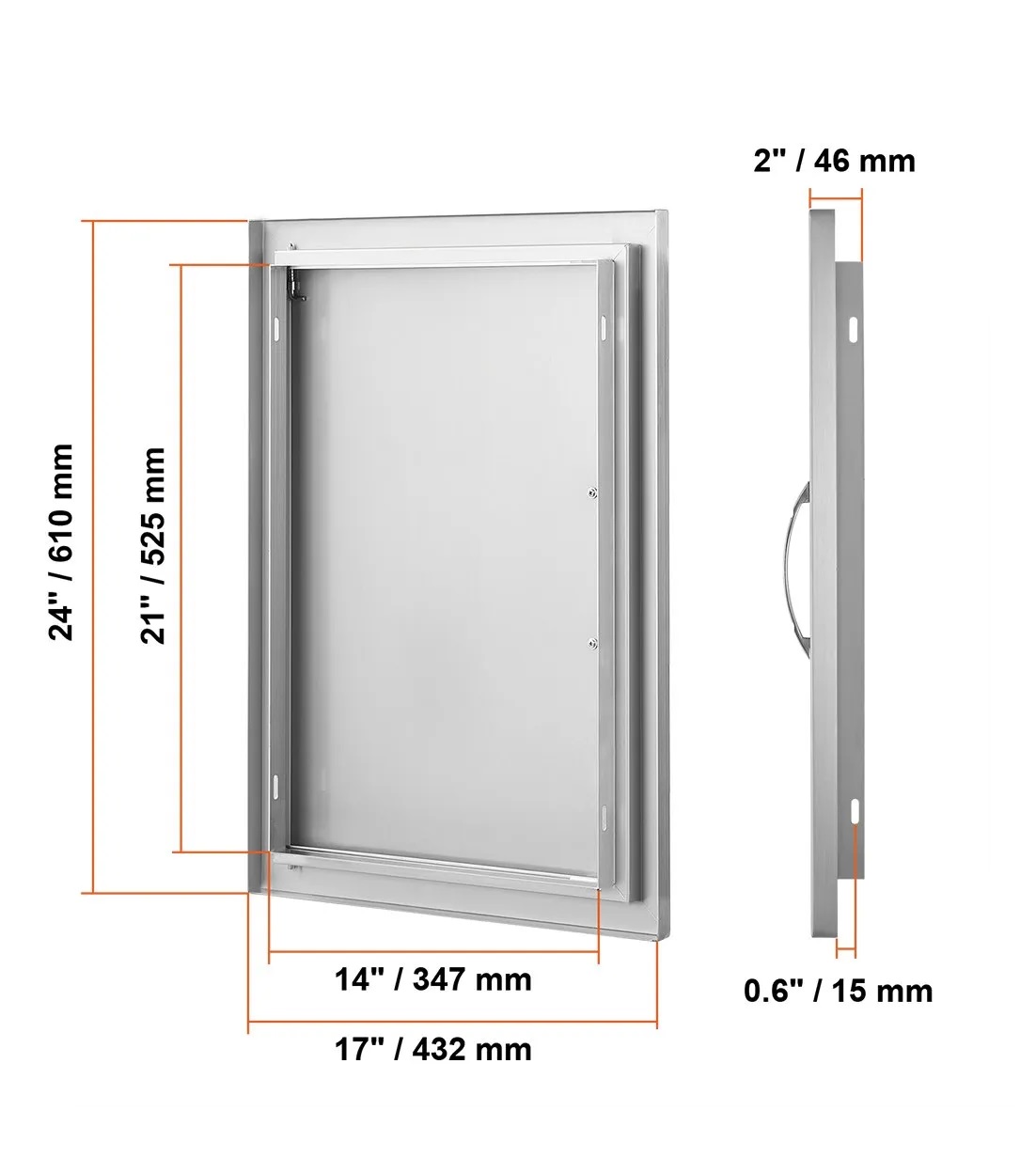 Drzwiczki do grilla BBQ stal nierdzewna 432x610 mm wpuszczane outdoor - obrazek 2