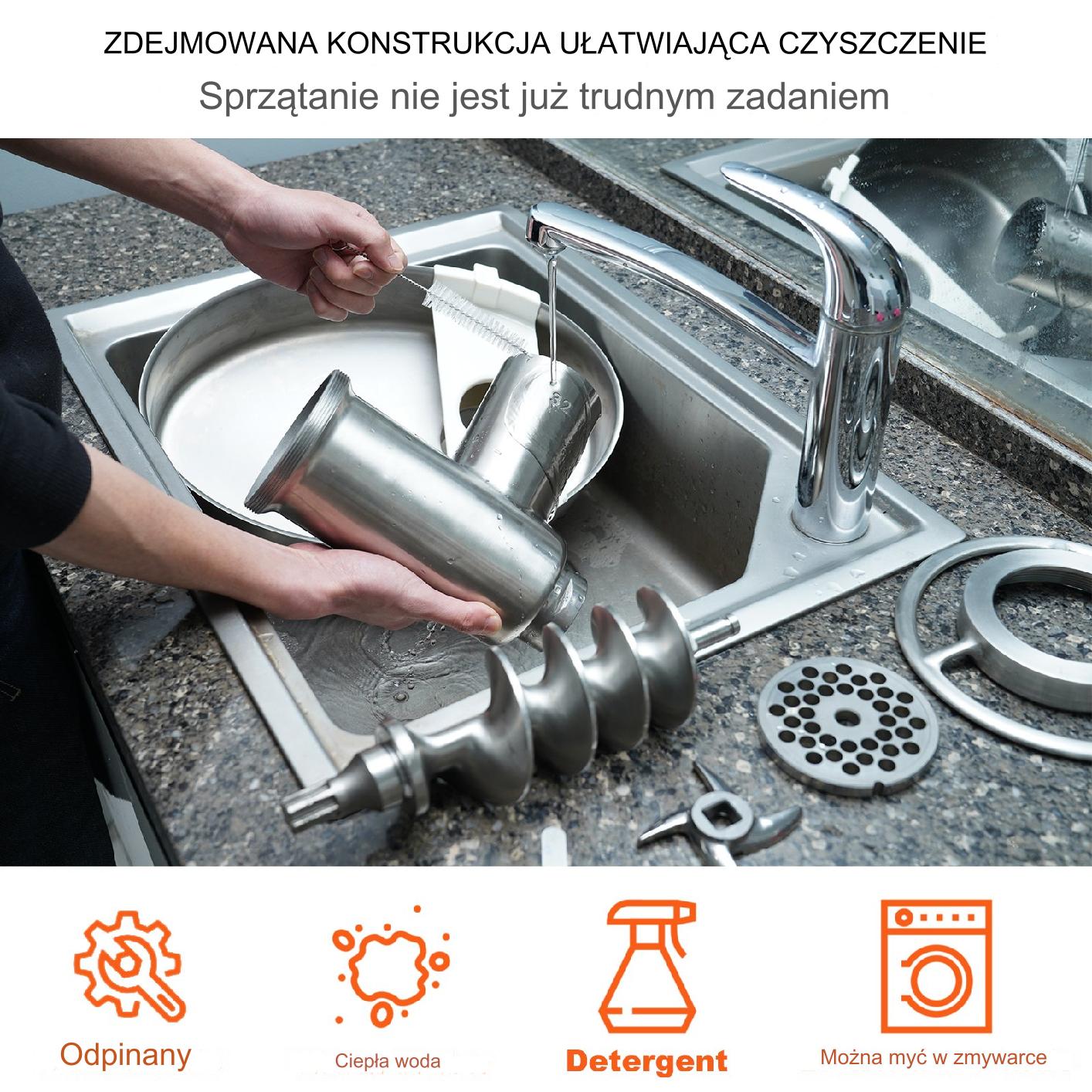 Elektryczna Maszynka do Mielenia Mięsa 1100 W i Nadziewarka do KIełbasy - obrazek 6