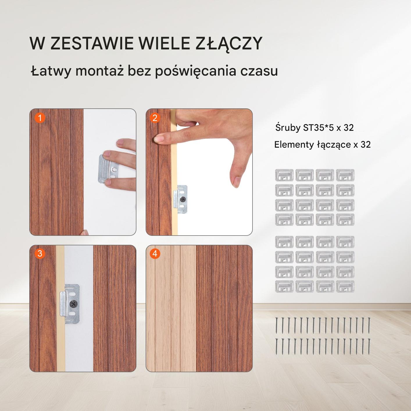 Zestaw 8 Paneli Akustycznych z Listwami Drewnianymi Czarny Orzech - obrazek 5