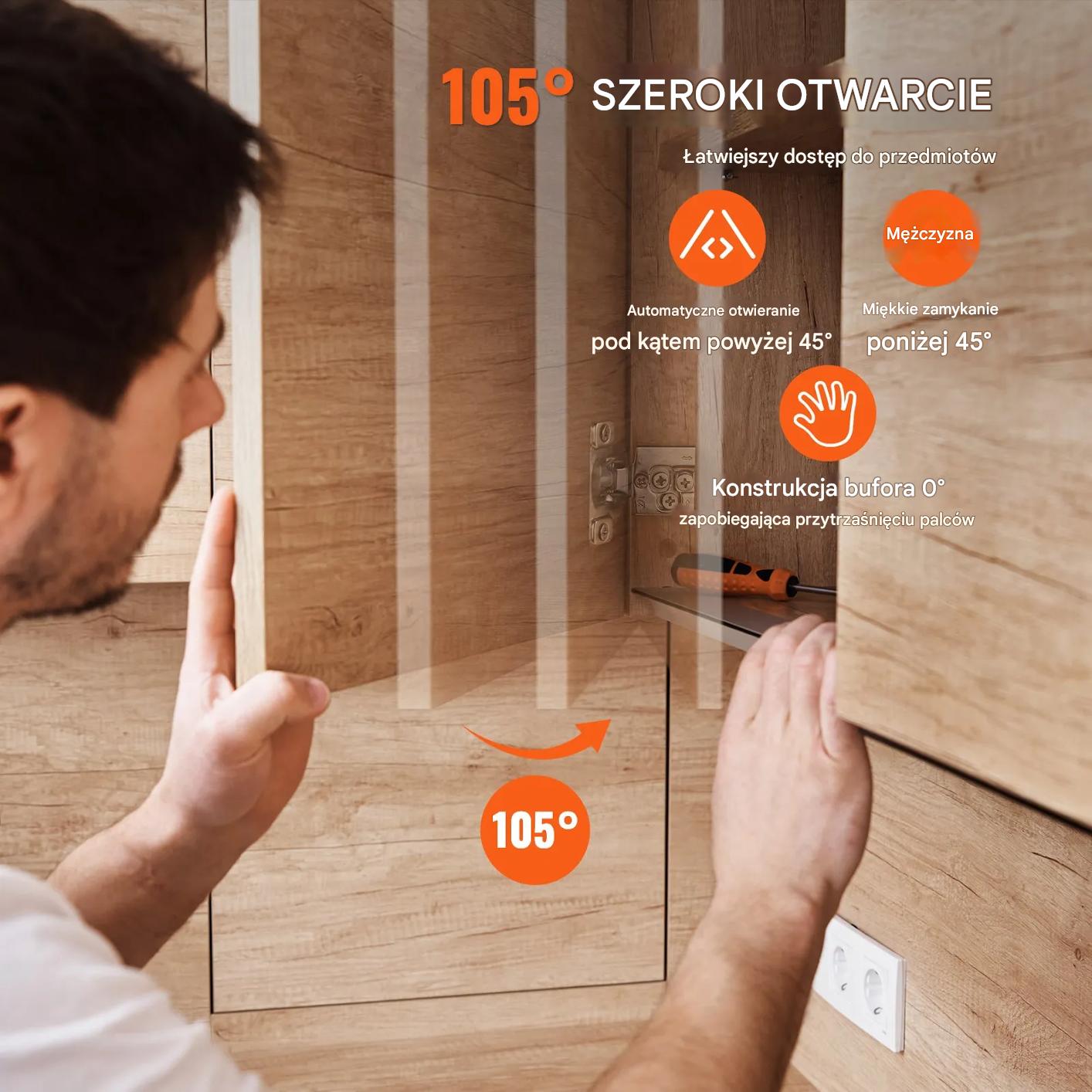 Zawiasy meblowe 40 szt. soft close do ramowych szafek częściowo nakładane - obrazek 6