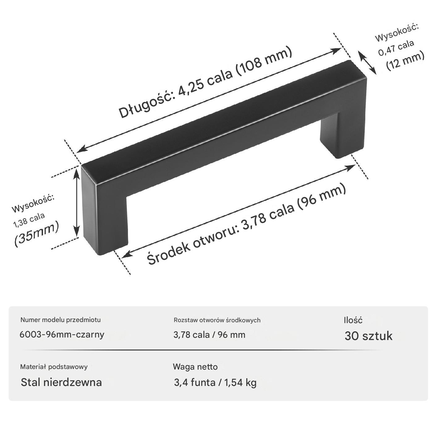 Uchwyty do Szafek – 30 Sztuk 96 mm - obrazek 3