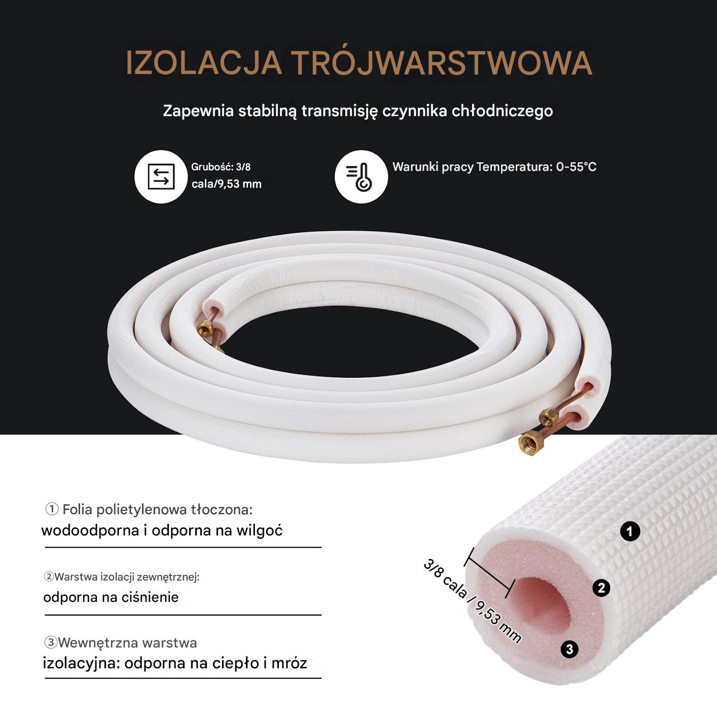 Zestaw rur miedzianych 7,6m izolowanych do klimatyzacji i HVAC - obrazek 5