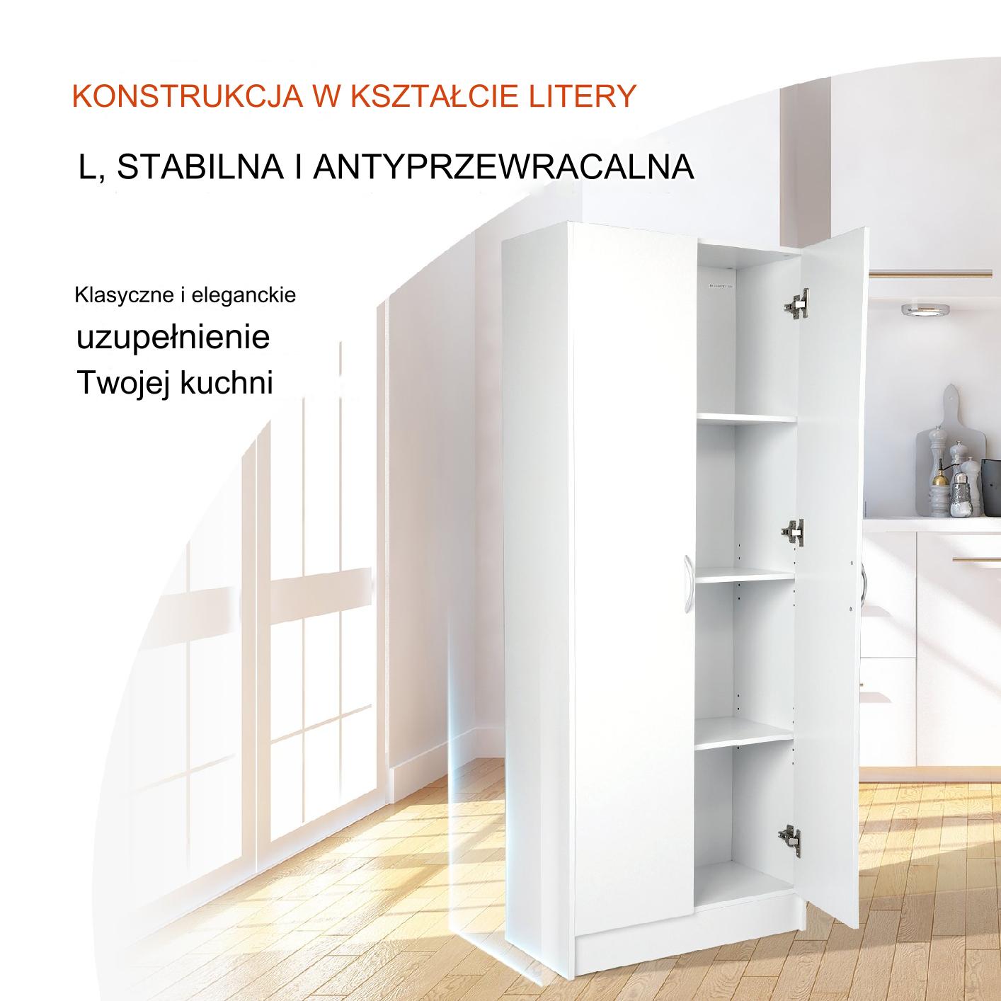 Szafka kuchenna stojąca 152 cm 3 półki 2 regulowane do przechowywania - obrazek 5