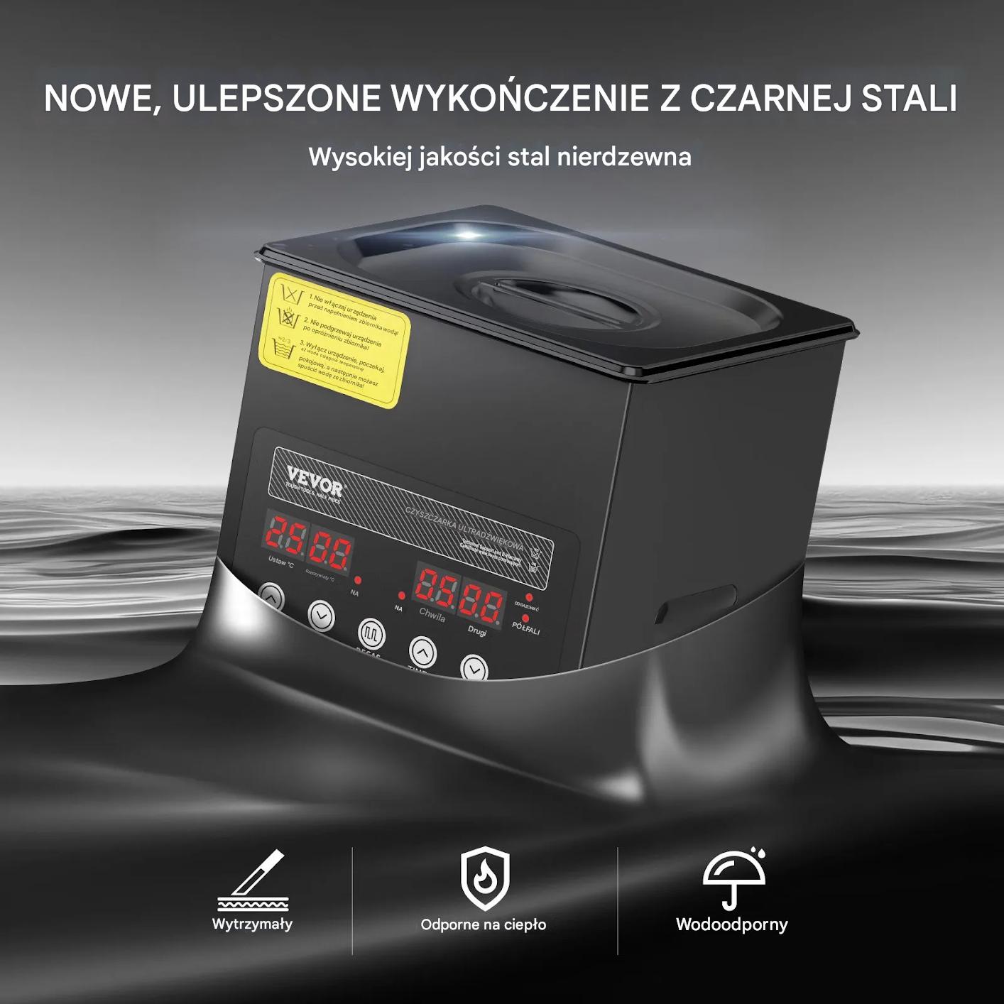 Myjka ultradźwiękowa 2L 40kHz 150W z grzałką i timerem do biżuterii - obrazek 6