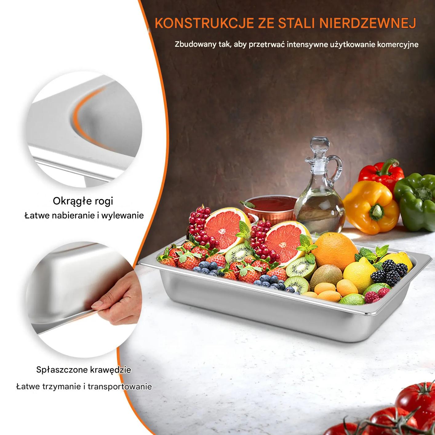 Pojemnik gastronomiczny GN 1/1 13L stalowy 6 szt do cateringu - obrazek 4