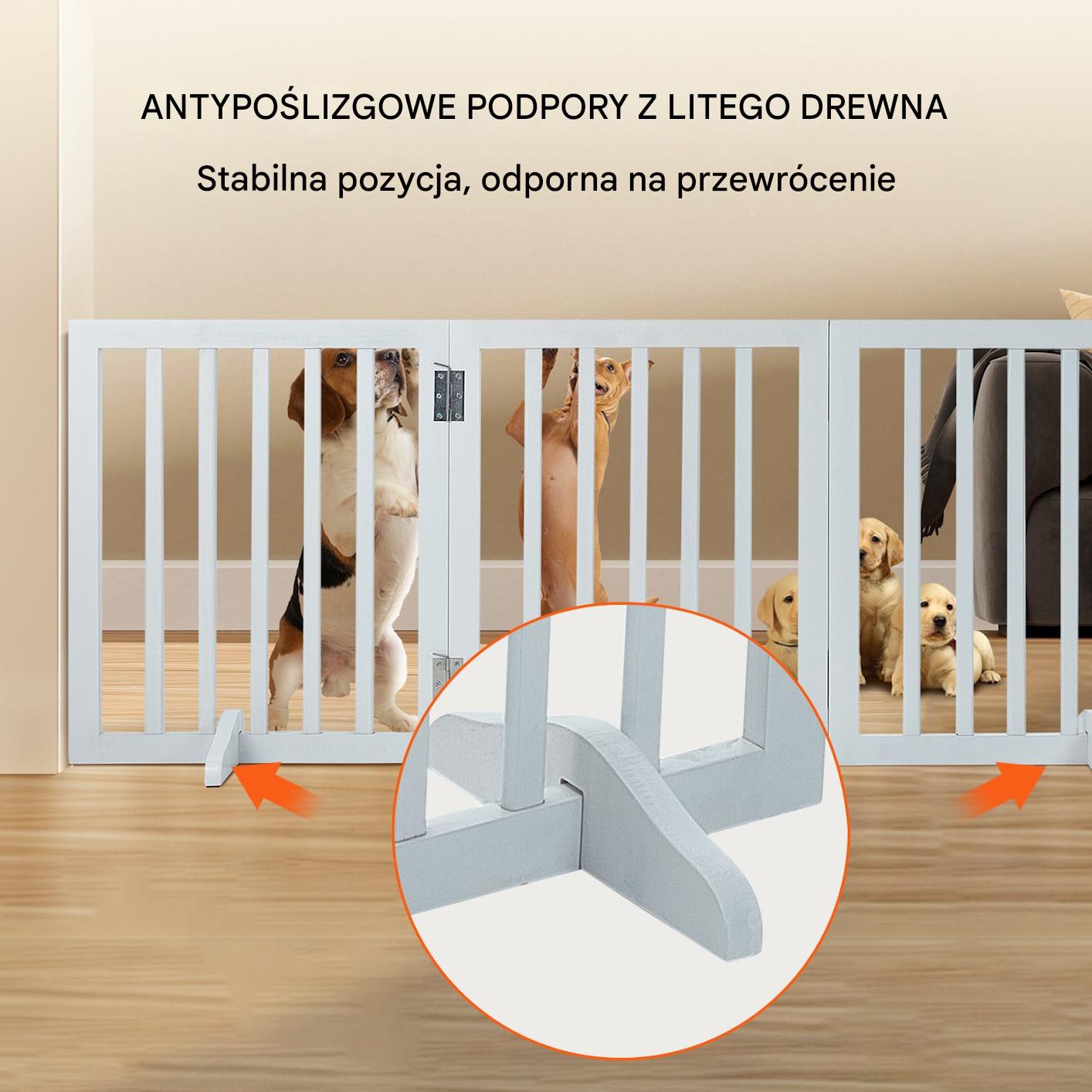 Bramka dla psa wolnostojąca 60x150cm składana biała do domu ogrodu - obrazek 4