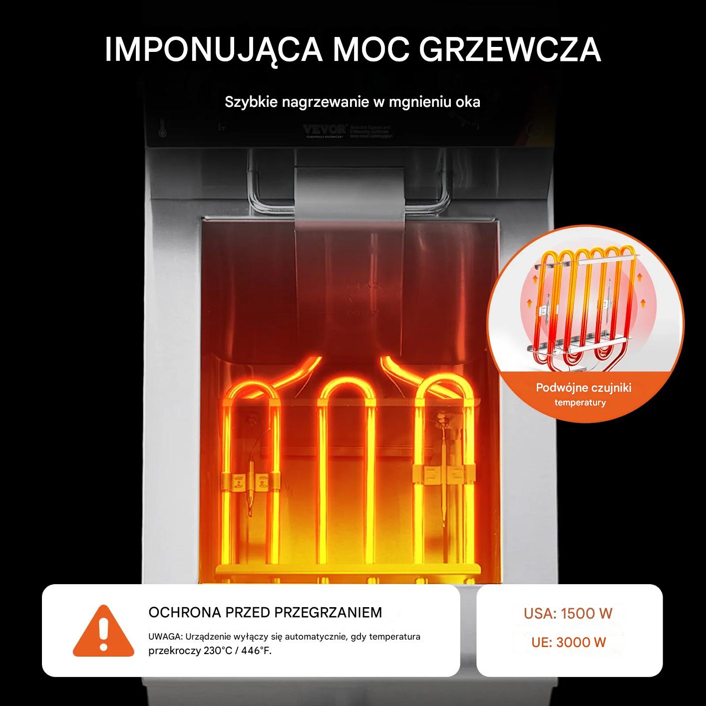 Frytkownica elektryczna gastronomiczna 3000W 11L stalowa z koszem - obrazek 4