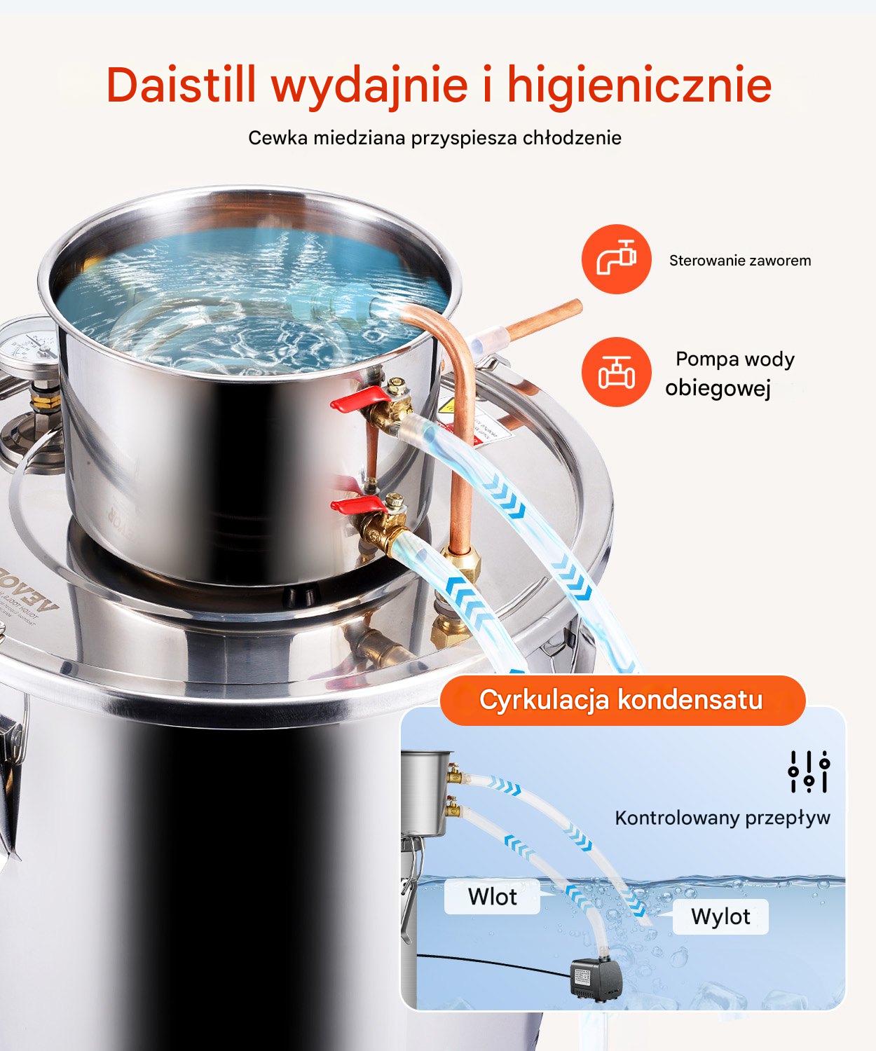 Destylator alkoholu 30L z pompą stal nierdzewna do whisky i wina - obrazek 5