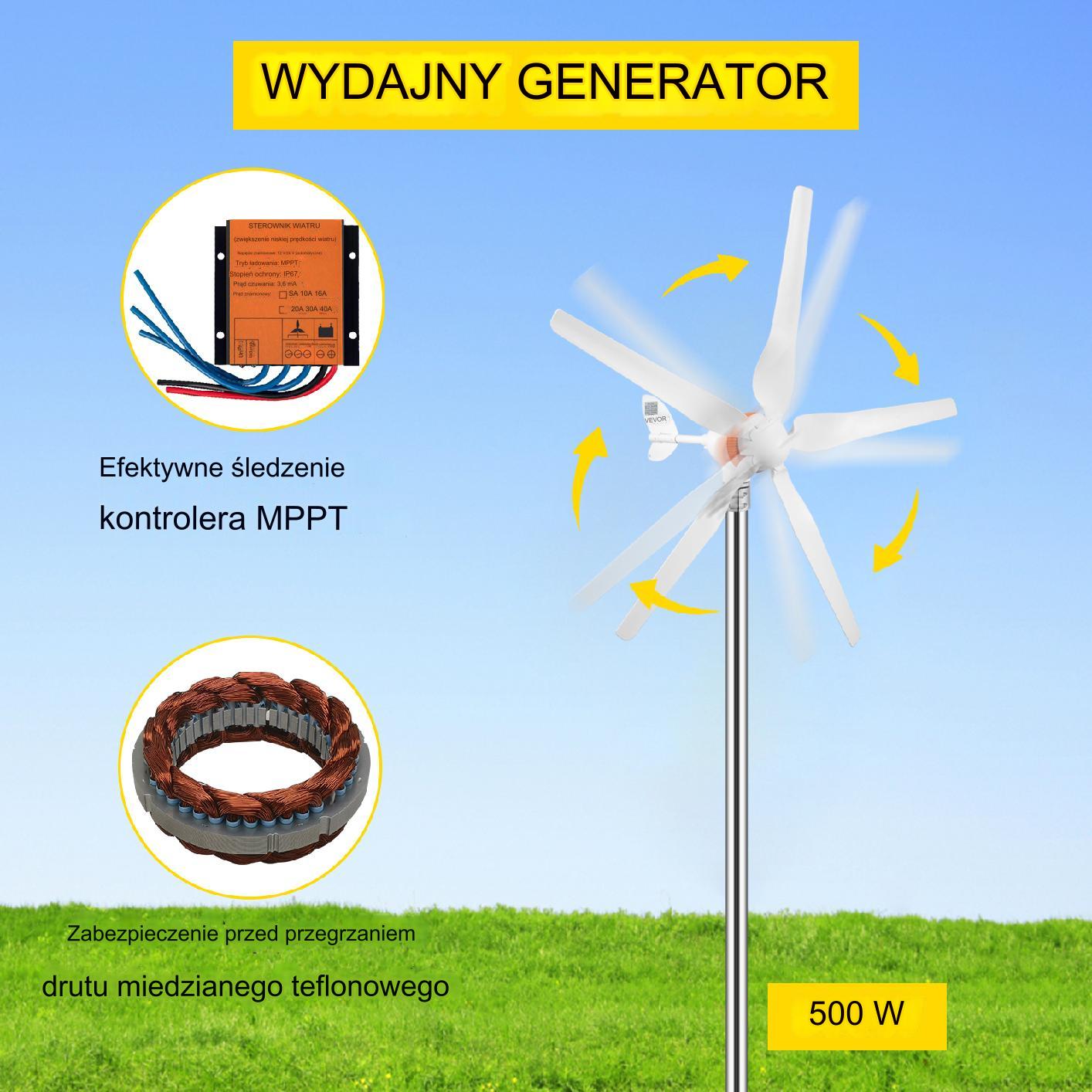 Generator turbiny wiatrowej 500 W - obrazek 2