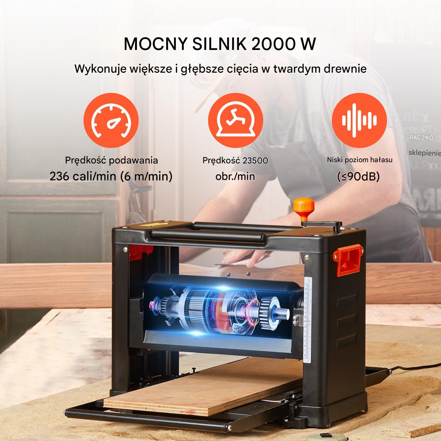 Strugarka Grubościowa Dwubiegowa 2000 W - obrazek 4