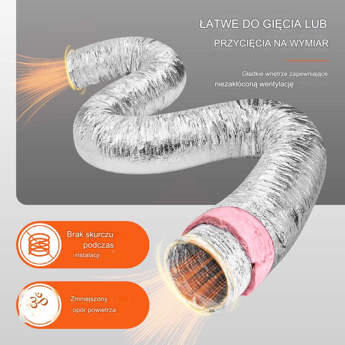 Przewód rura spiro kanał elastyczny wentylacyjny flex aluminium Φ130 mm 7m - obrazek 3