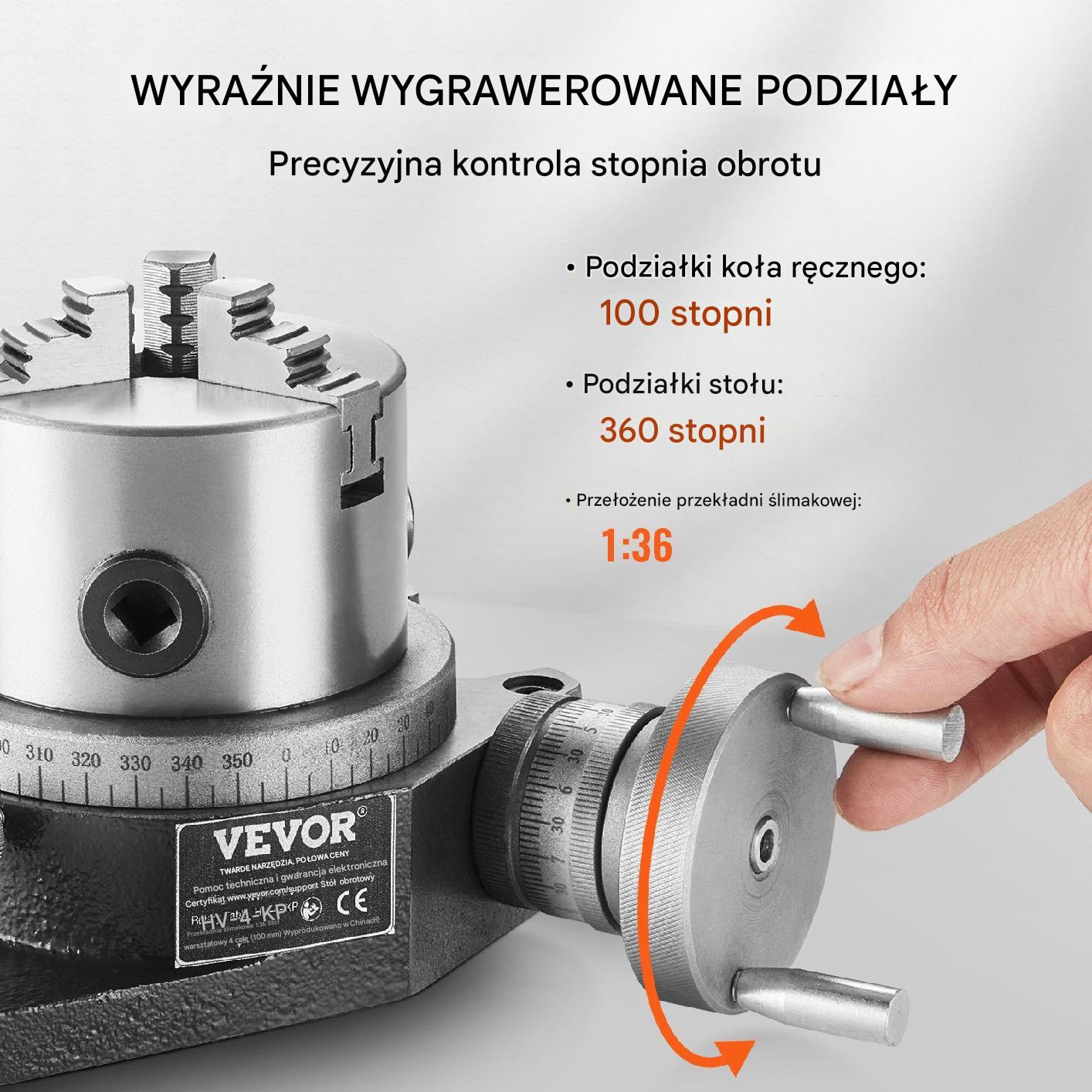 Stół obrotowy do frezarki 100 mm, 3-szczękowy 80 mm, poziomy/pionowy - obrazek 5