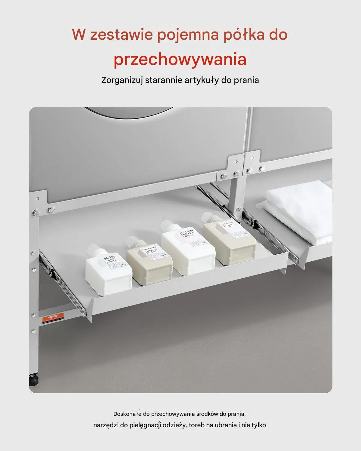 Podstawa pod pralkę stelaż 123x64 cm 270 kg z podwójną tacą stabilna - obrazek 7
