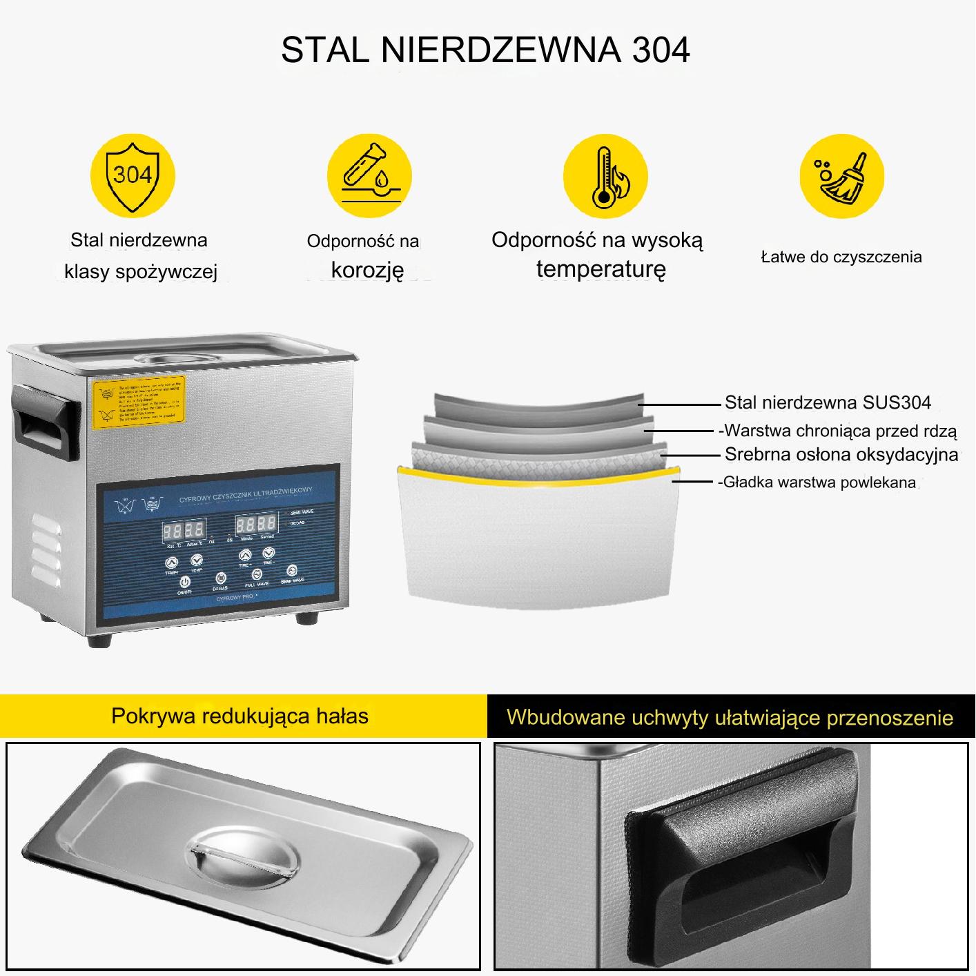 Myjka Ultradźwiękowa Przenośna 6L 180 W - obrazek 7
