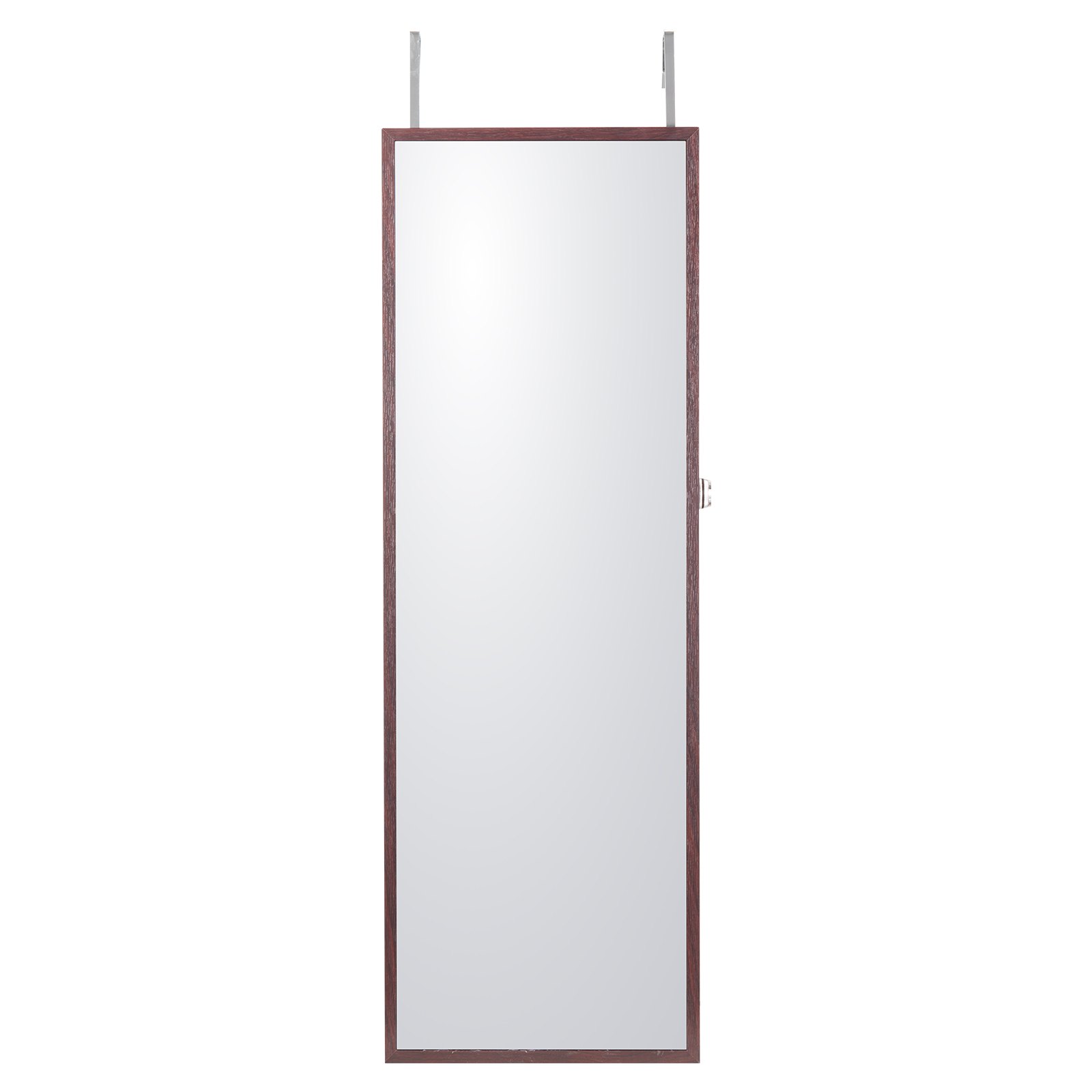 Szafa na biżuterię z lustrem LED 108cm montaż ścienny zamykana brązowa - obrazek 8