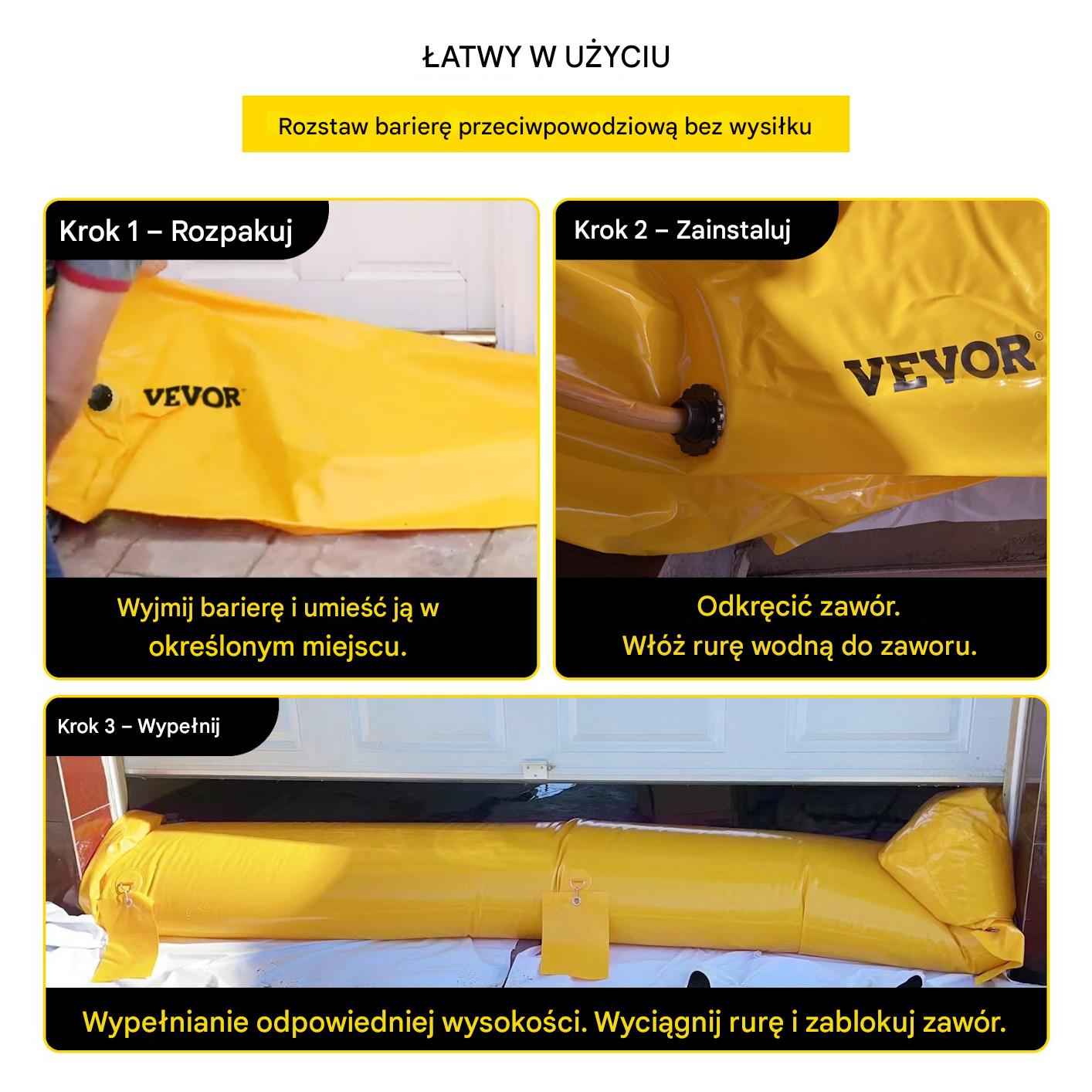 Zapora przeciwpowodziowa dmuchana 500 L duża 366 cm 51 cm 30,5 cm mocna BHP - obrazek 4