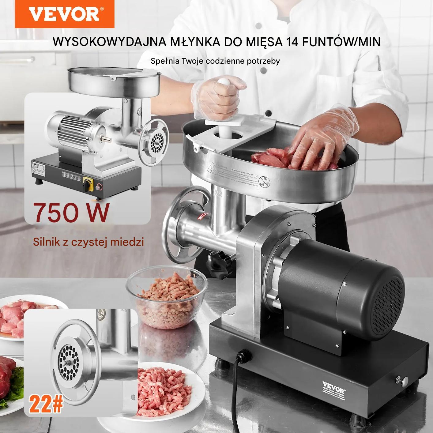 Maszynka do mięsa elektryczna 6,35kg/min stal nierdzewna kiełbasy szynka - obrazek 7