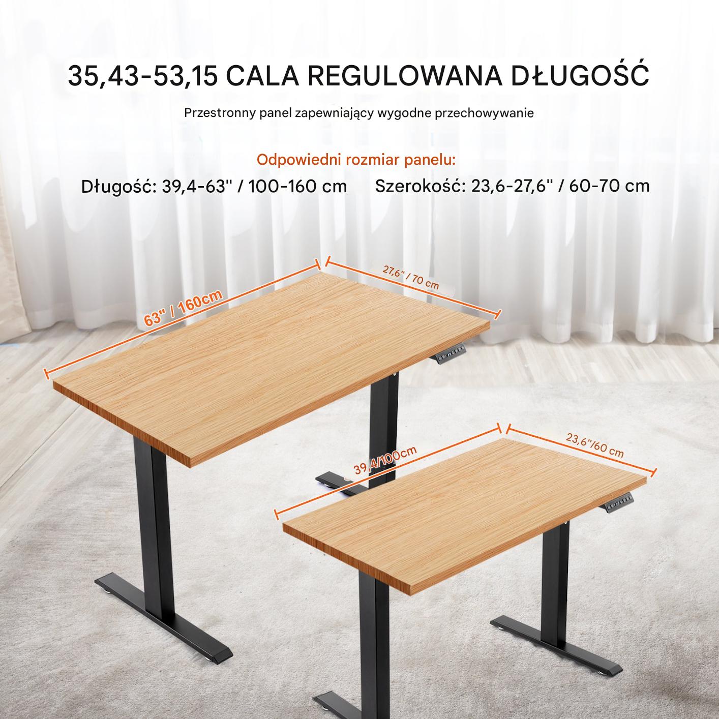 Elektryczny stelaż biurkowy regulowany czarny 70-117 cm - obrazek 3