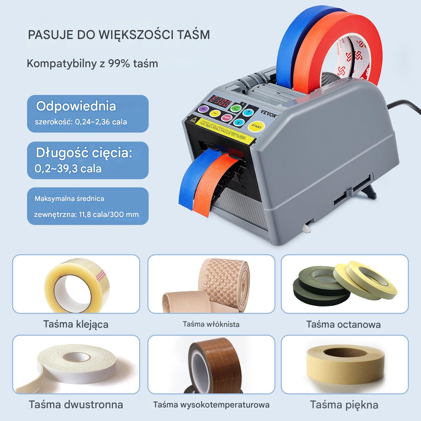 Automatyczny Dystrybutor Taśmy z Funkcją Cięcia - Szerokość Taśmy 6-60 mm - obrazek 3