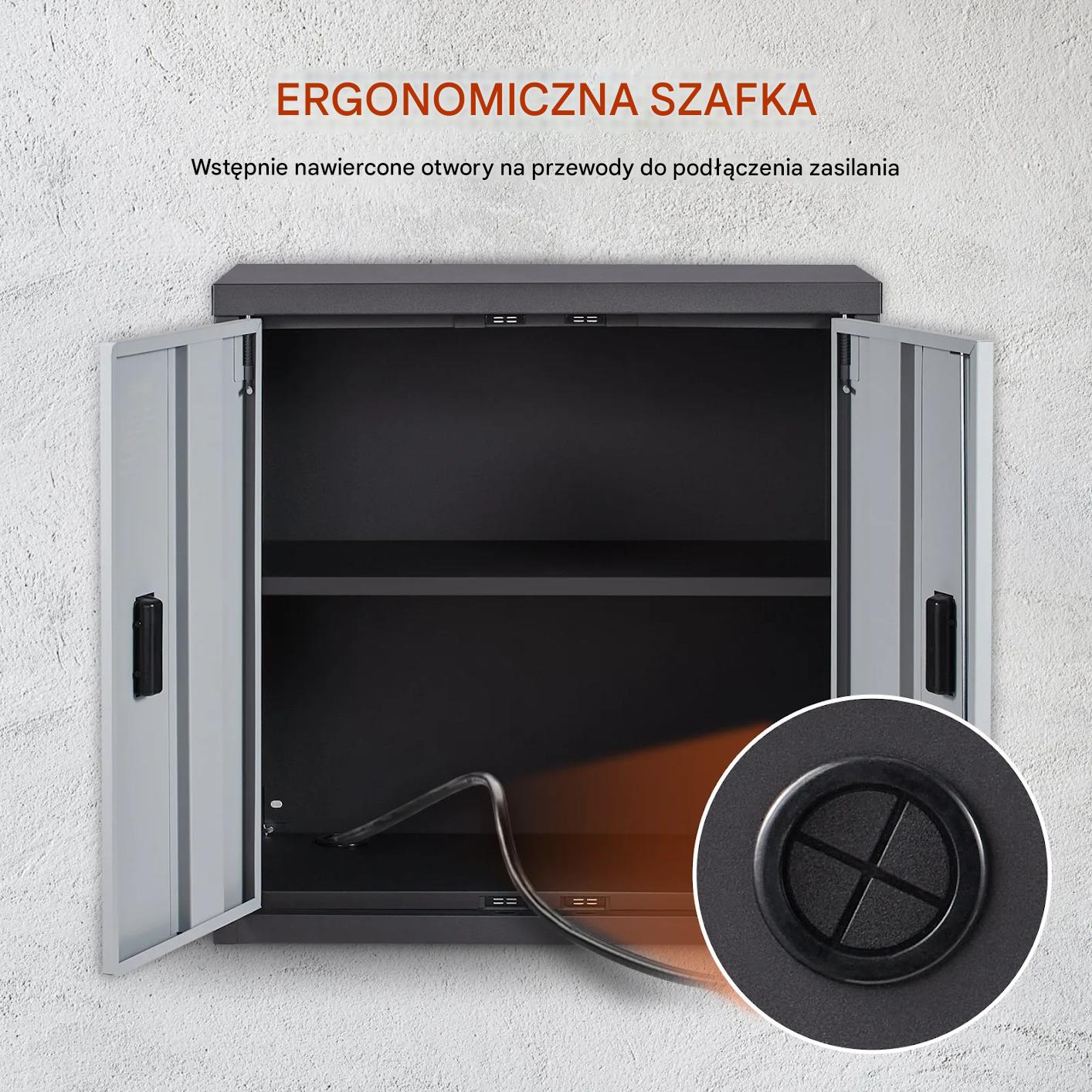 Szafka ścienna metalowa składana garaż biuro narzędzia czarna zamykana - obrazek 7