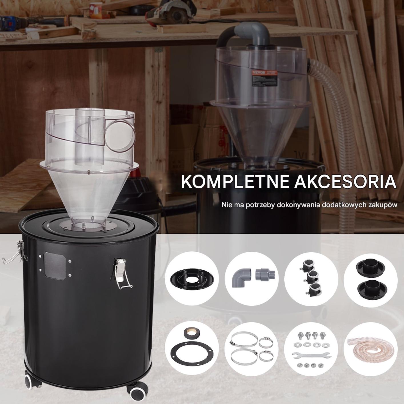 Separator cyklonowy do pyłu pyłów budowlanych przemysłowy 50L - obrazek 6