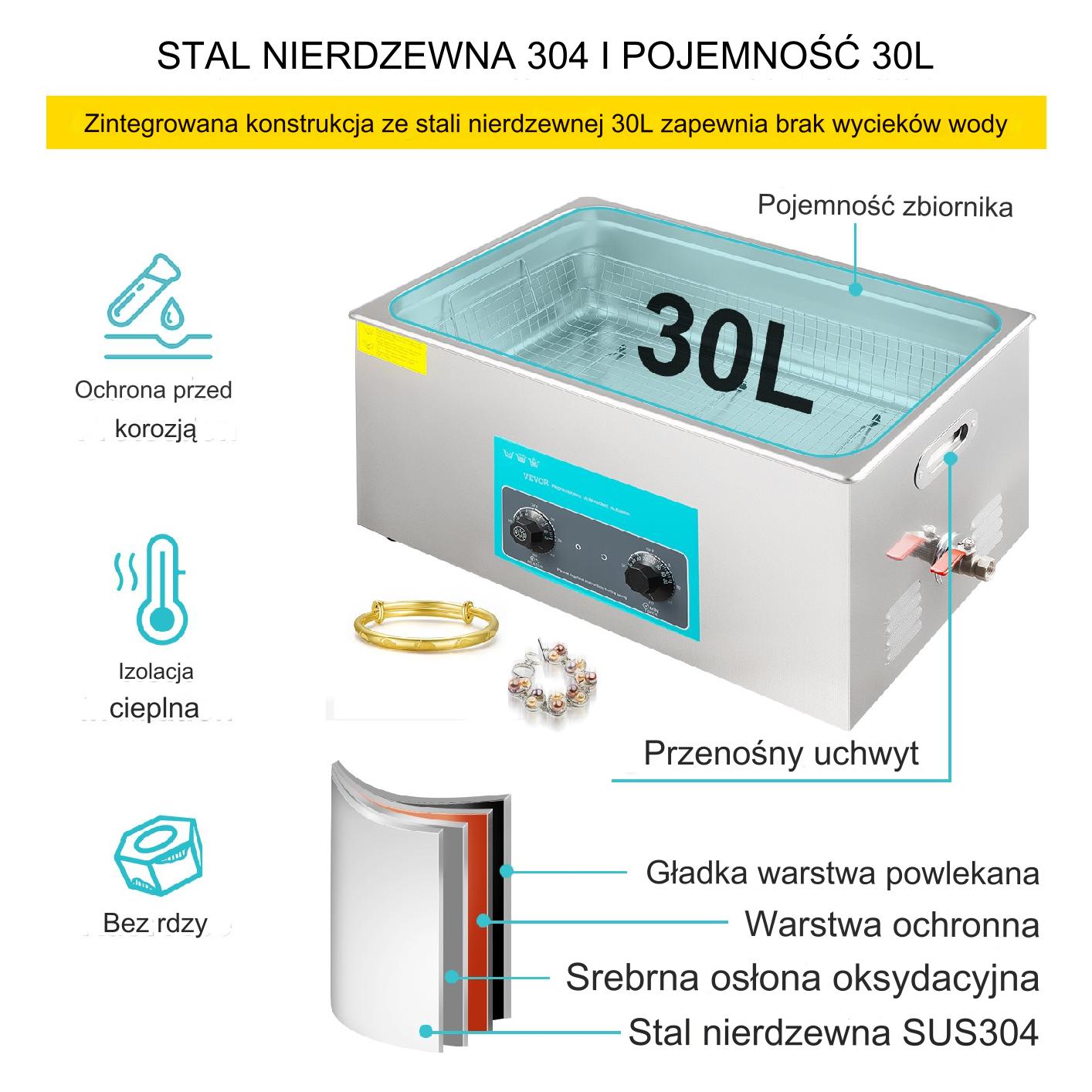 Myjka Ultradźwiękowa do czyszczenia 30L - obrazek 5