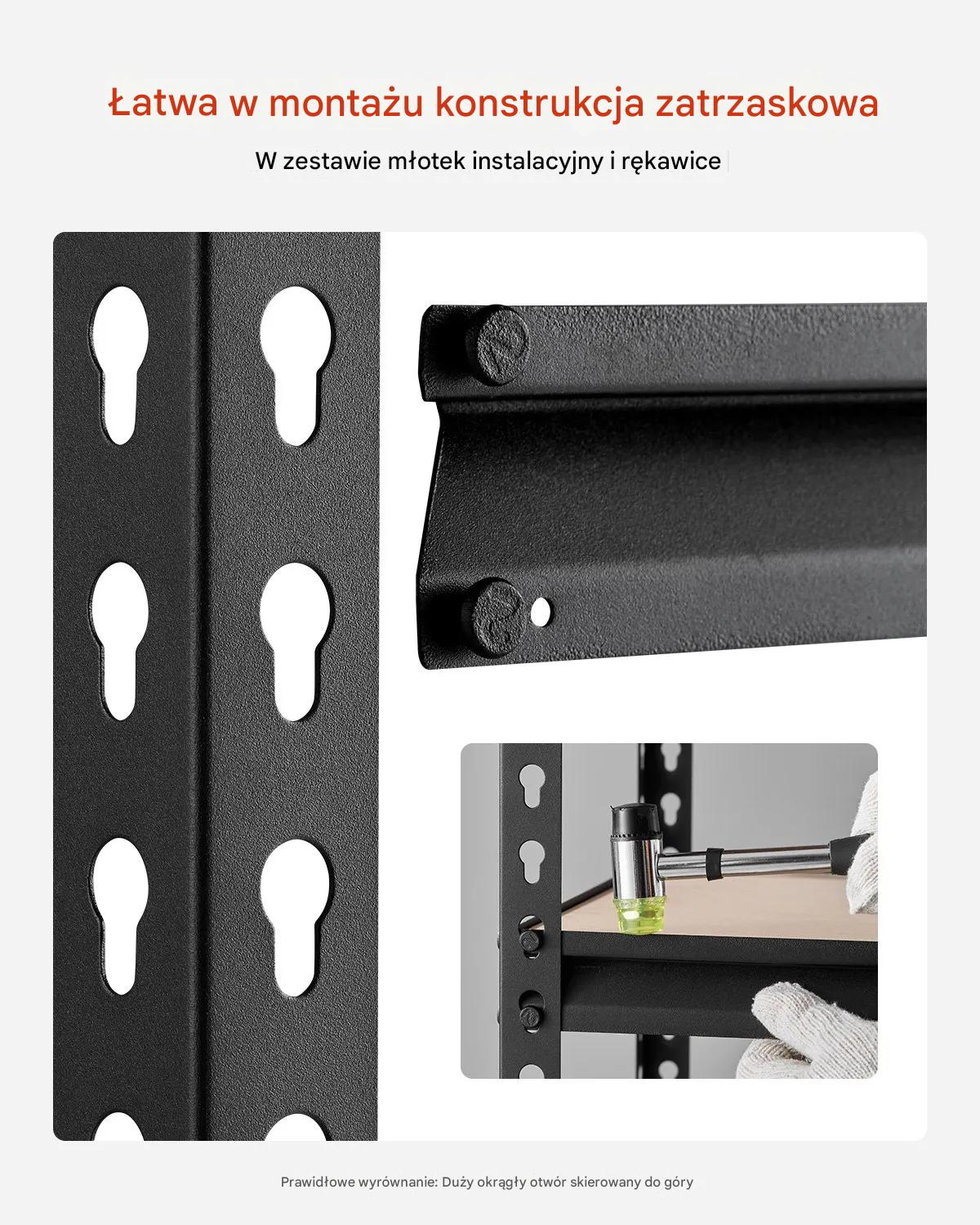 Regał magazynowy metalowy 5-poziomowy 907 kg - regulowane garaż piwnica - obrazek 3