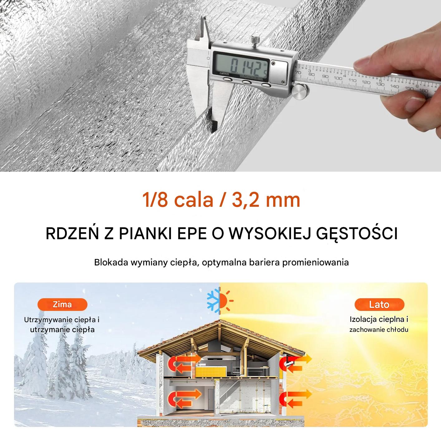 Folia termoizolacyjna 122x1524 cm dwustronna izolacja piankowa garaż dom - obrazek 3