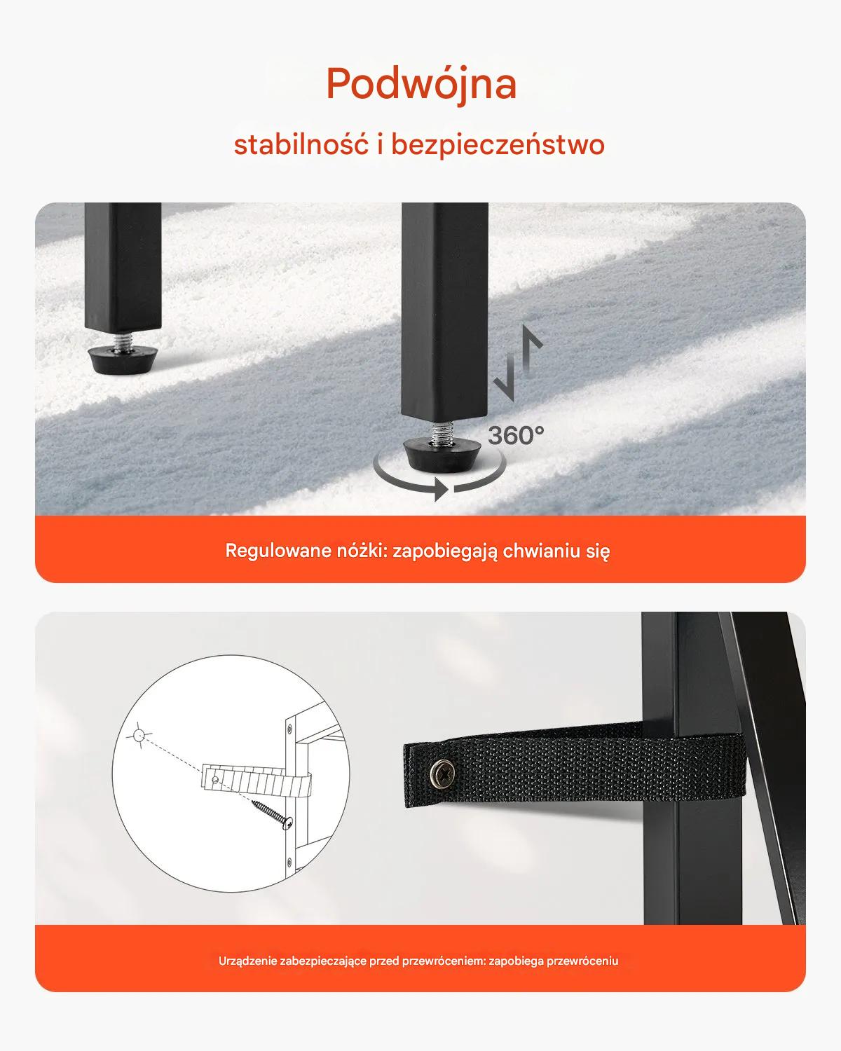 Konsola wąska 140 cm 3-poziomowa metalowa półka do salonu i korytarza - obrazek 5