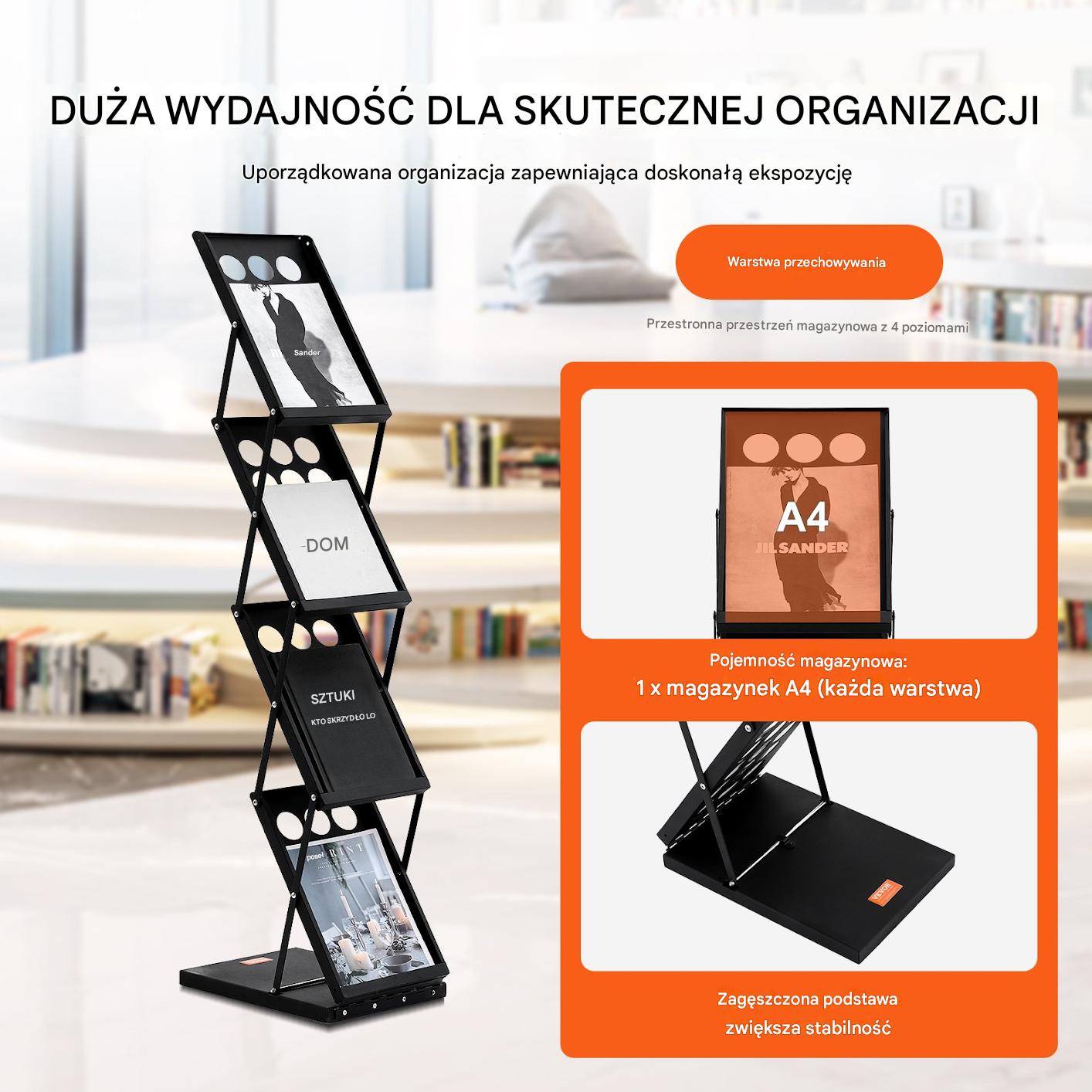 Składany Stojak na Broszury 4 Półki - obrazek 6