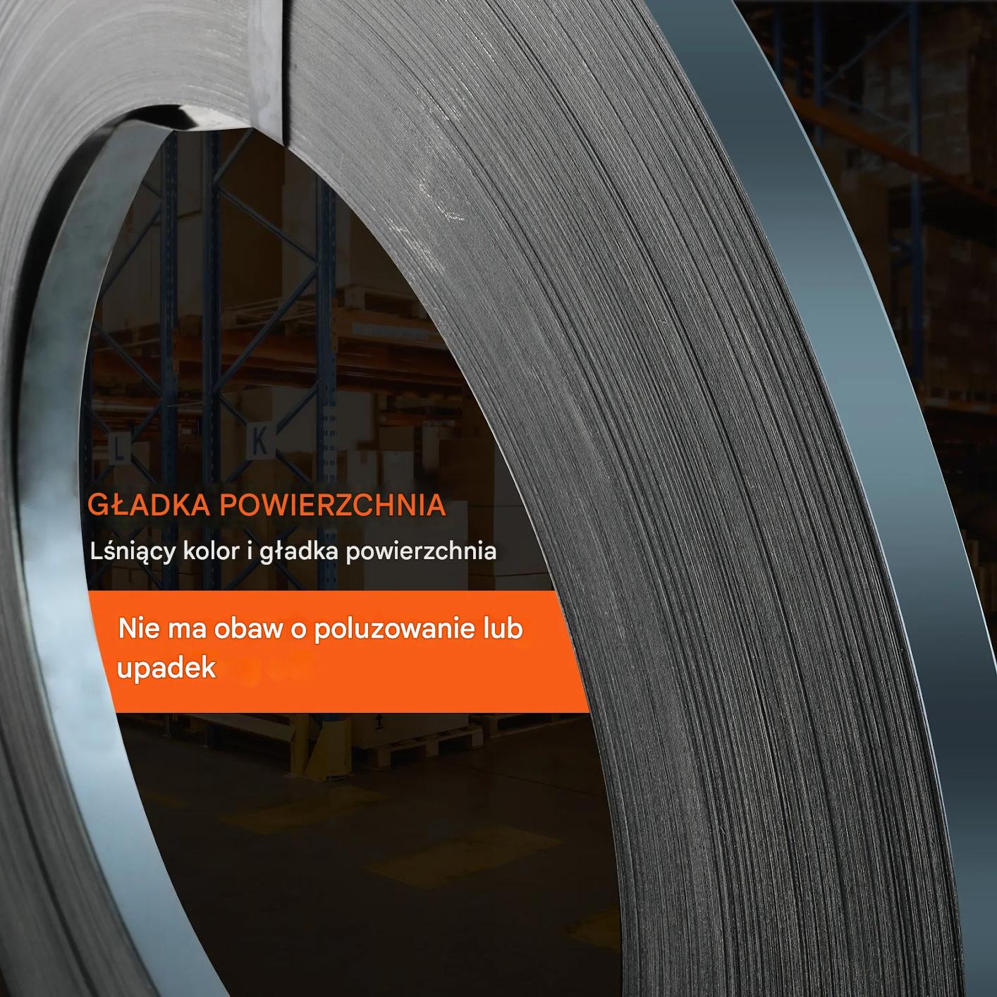 Taśma stalowa do pakowania 19 mm 500 m wytrz. 770 kg – mocne spinanie palet - obrazek 7