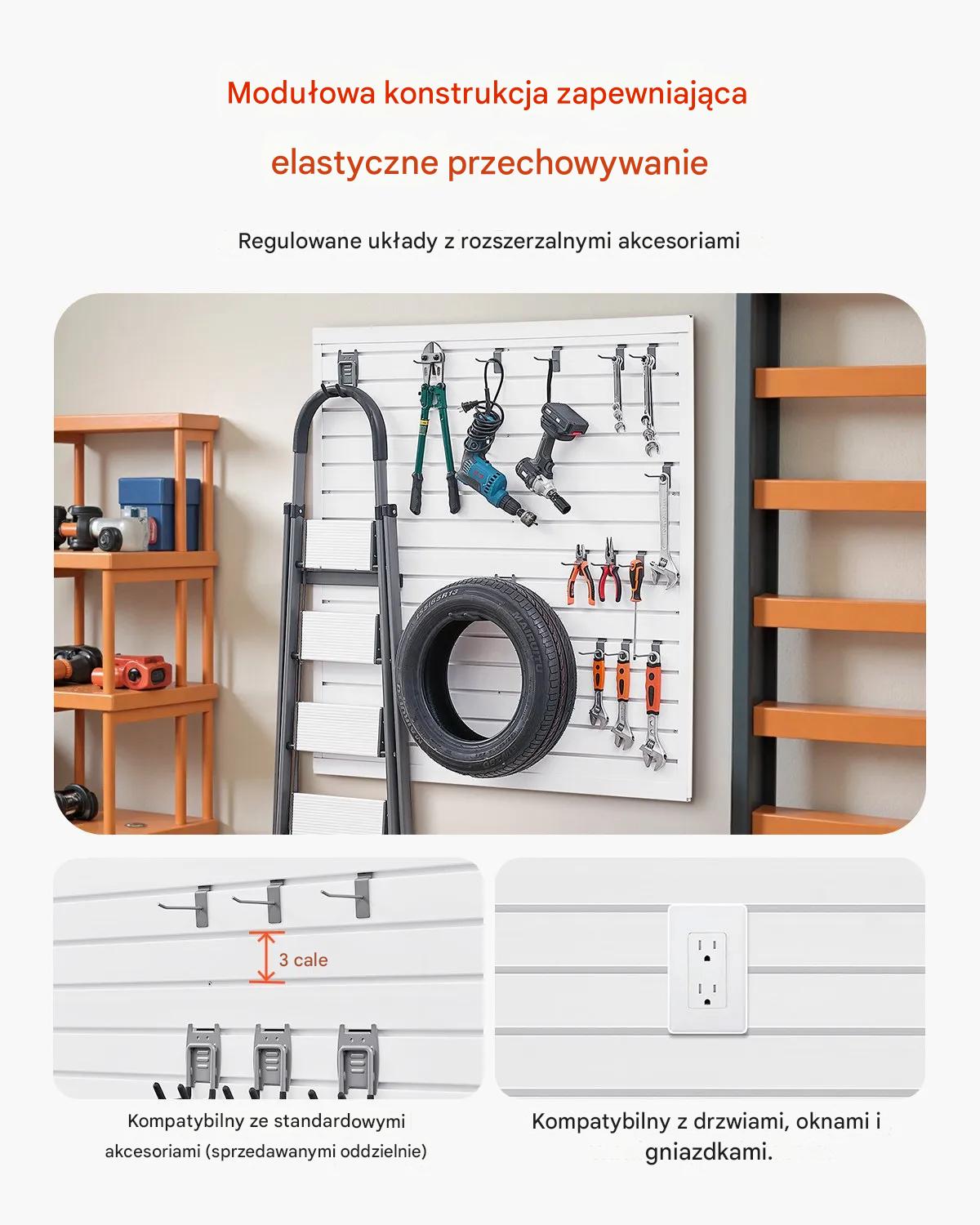 Panele ścienne PVC 120x120 cm modułowe białe do garażu i ekspozycji - obrazek 4