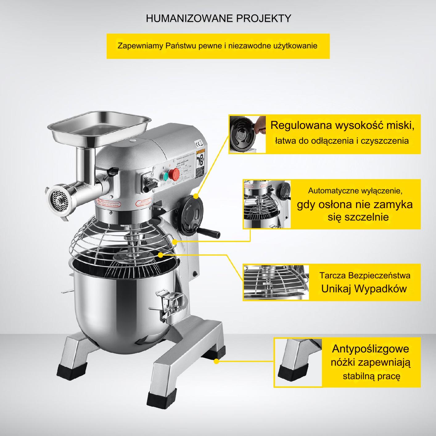 Robot kuchenny przemysłowy gastronomiczny 20 L 1100W - obrazek 6
