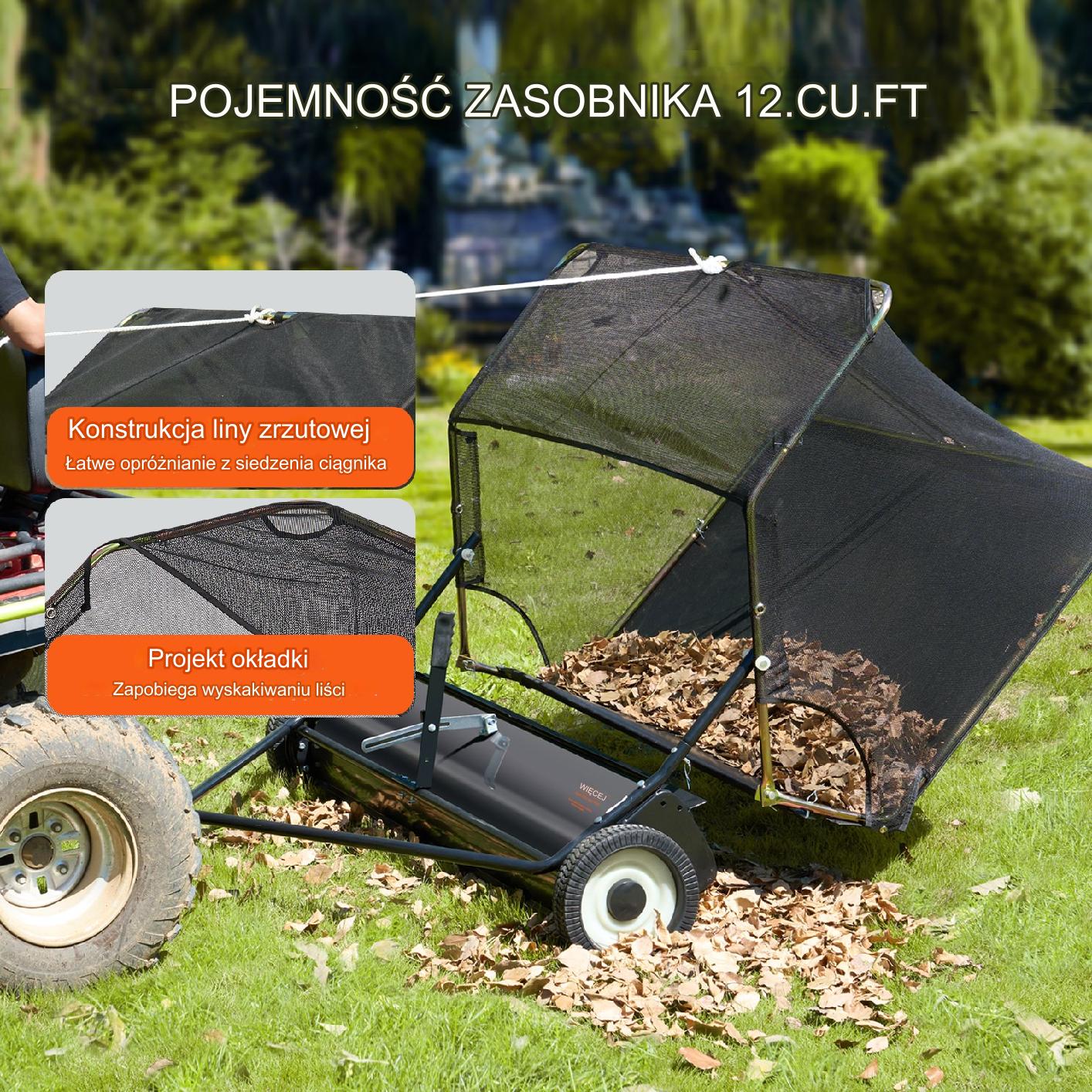 Zbieracz do liści trawy Zamiatarka ręczna 400 L - obrazek 6