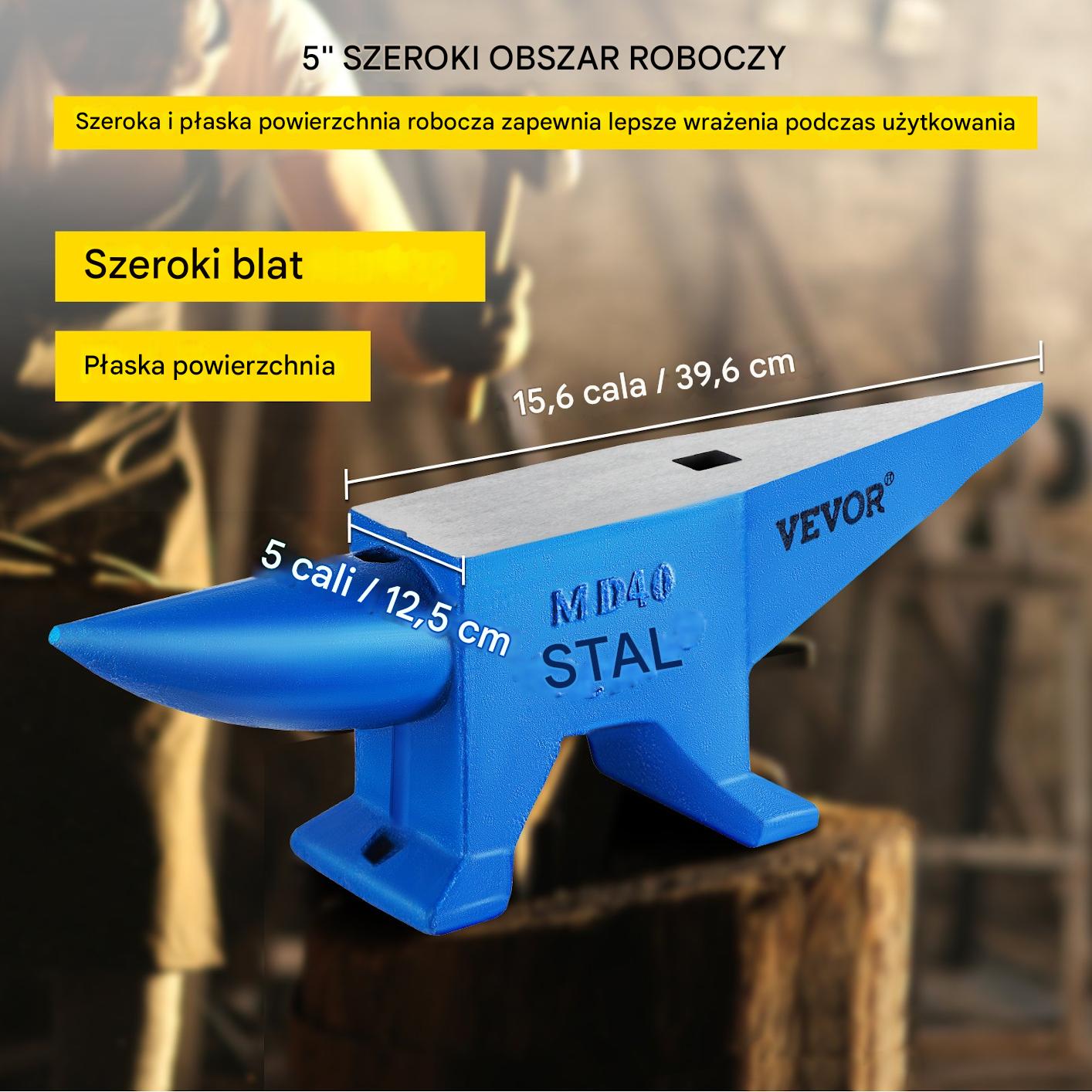 Kowadło stalowe 40kg 600mm – przenośne do kuźni żeliwne stabilne - obrazek 6